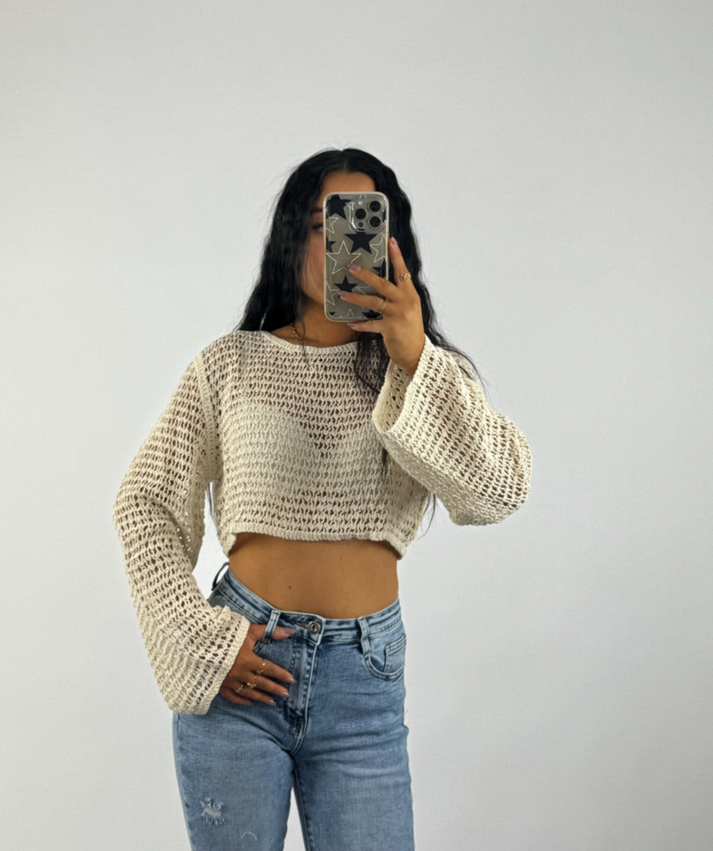 CROCHET TOP - BEIGE