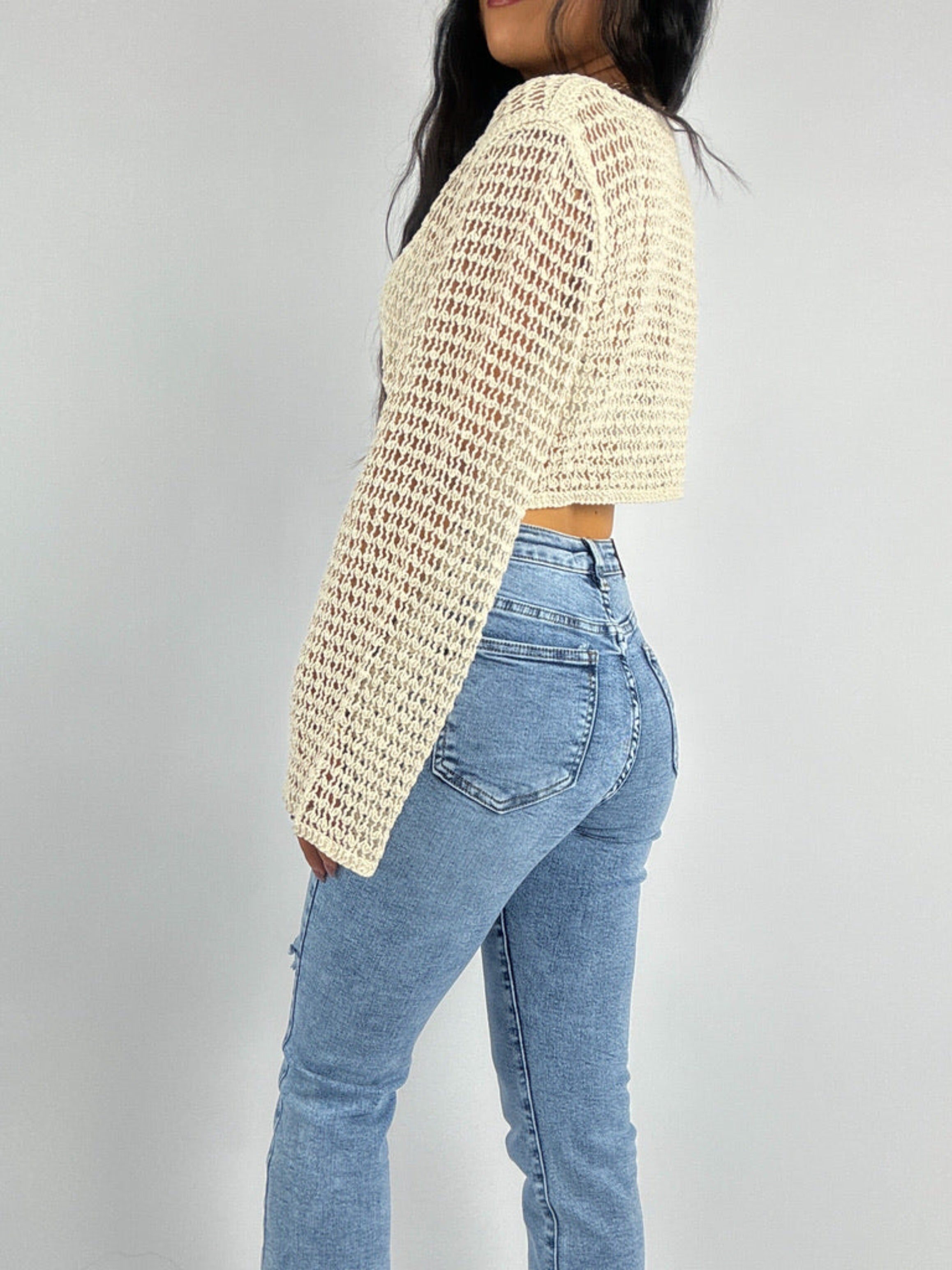 CROCHET TOP - BEIGE