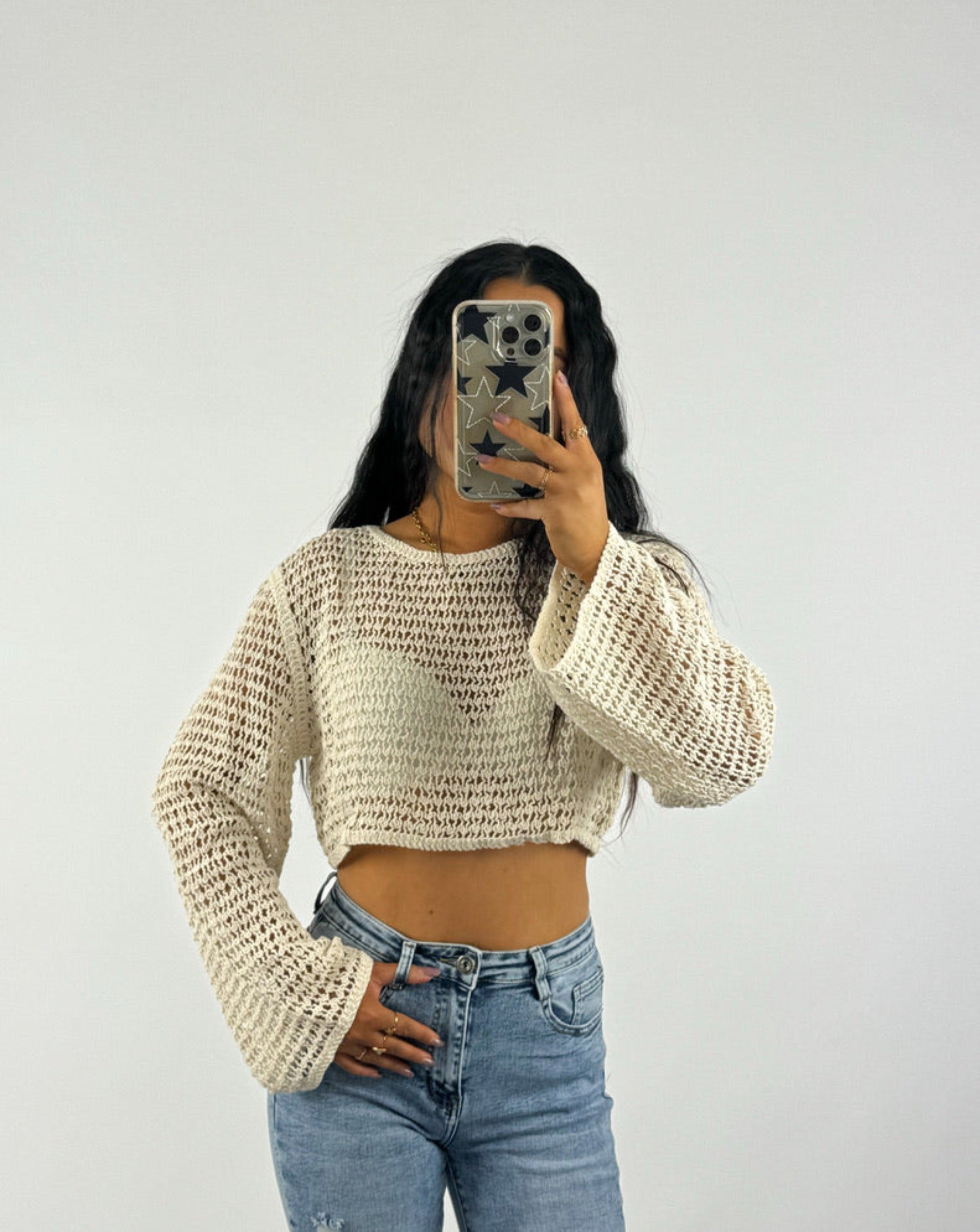 CROCHET TOP - BEIGE