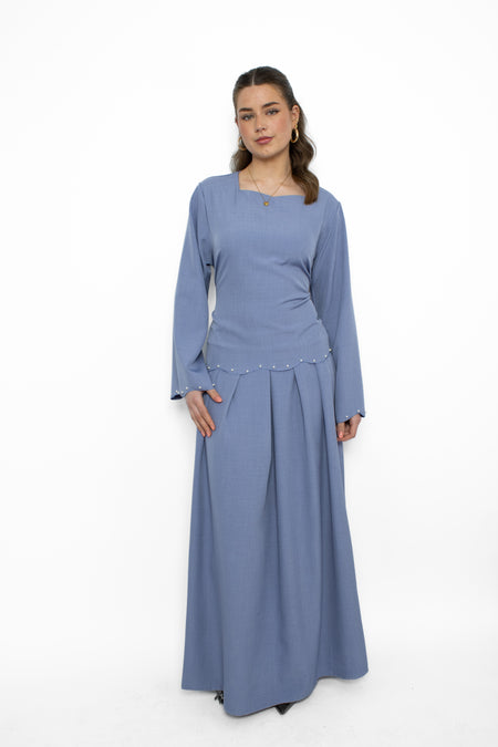 NEOMI PEARL DRESS - DENIM BLUE