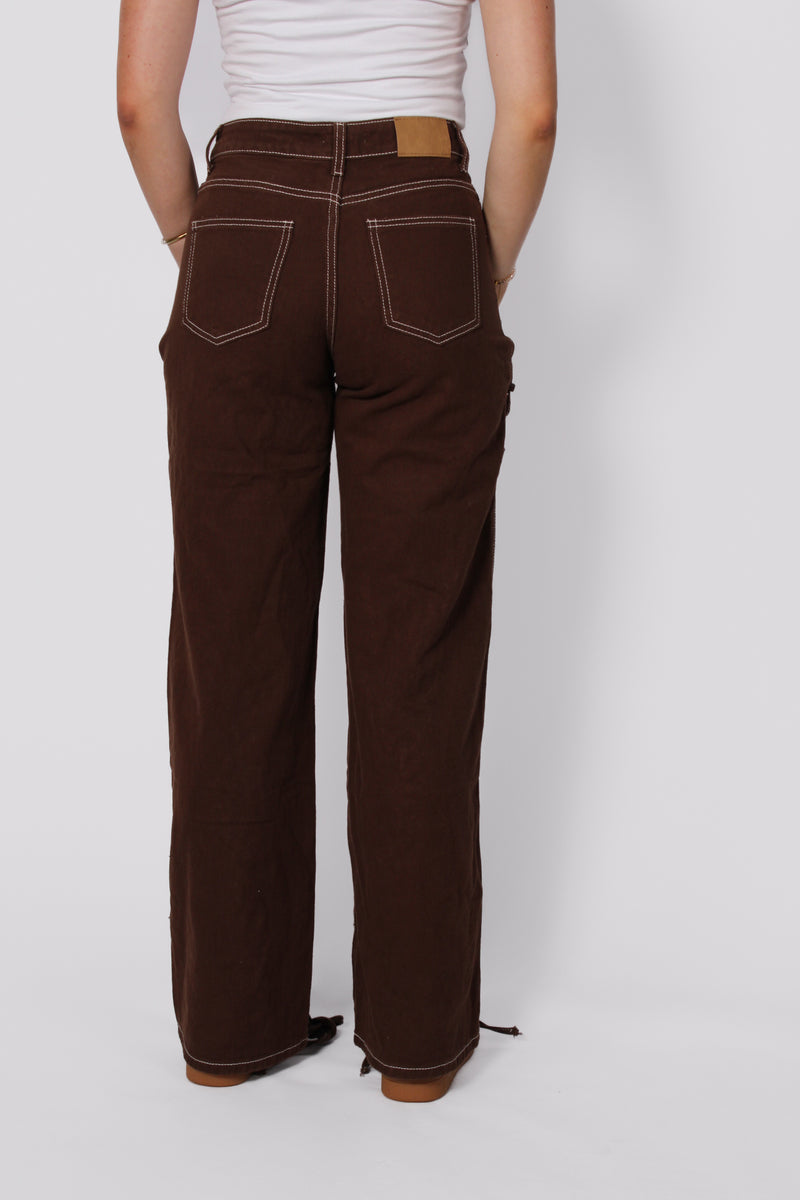Harley Wide Leg Fringe Jean in Dark Wash