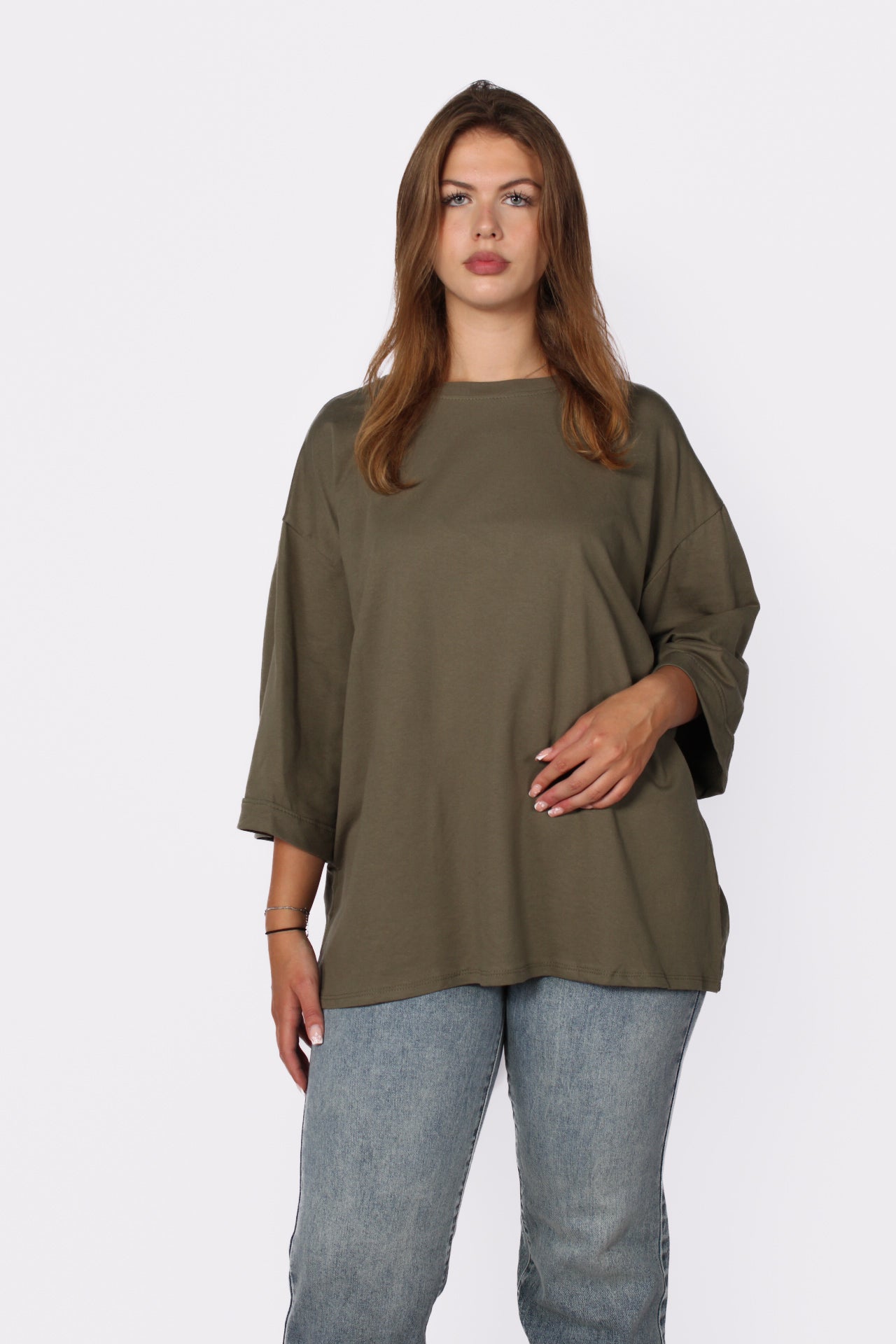 OVERSIZED BASIC T - ARMY GREEN