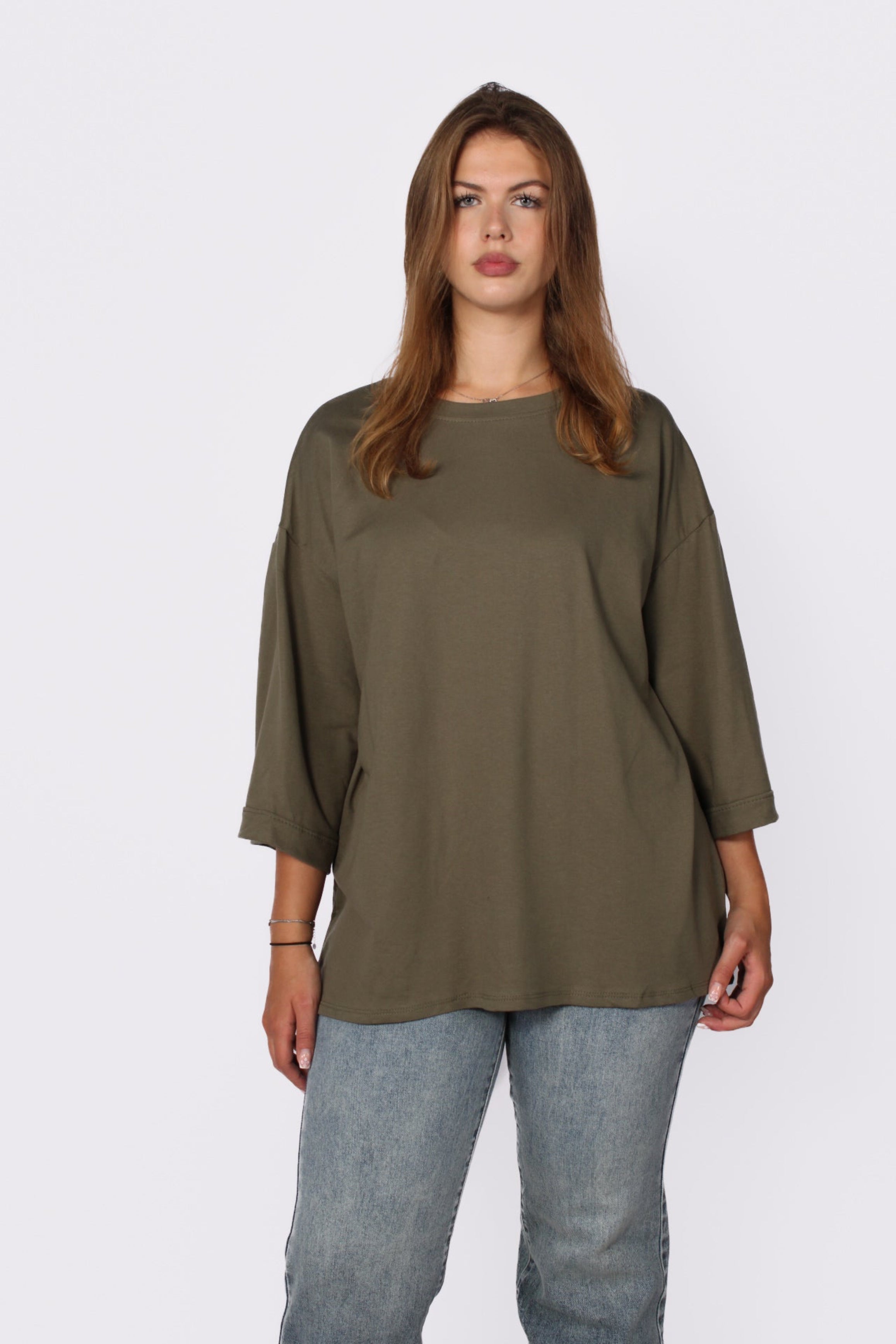 OVERSIZED BASIC T - ARMY GREEN