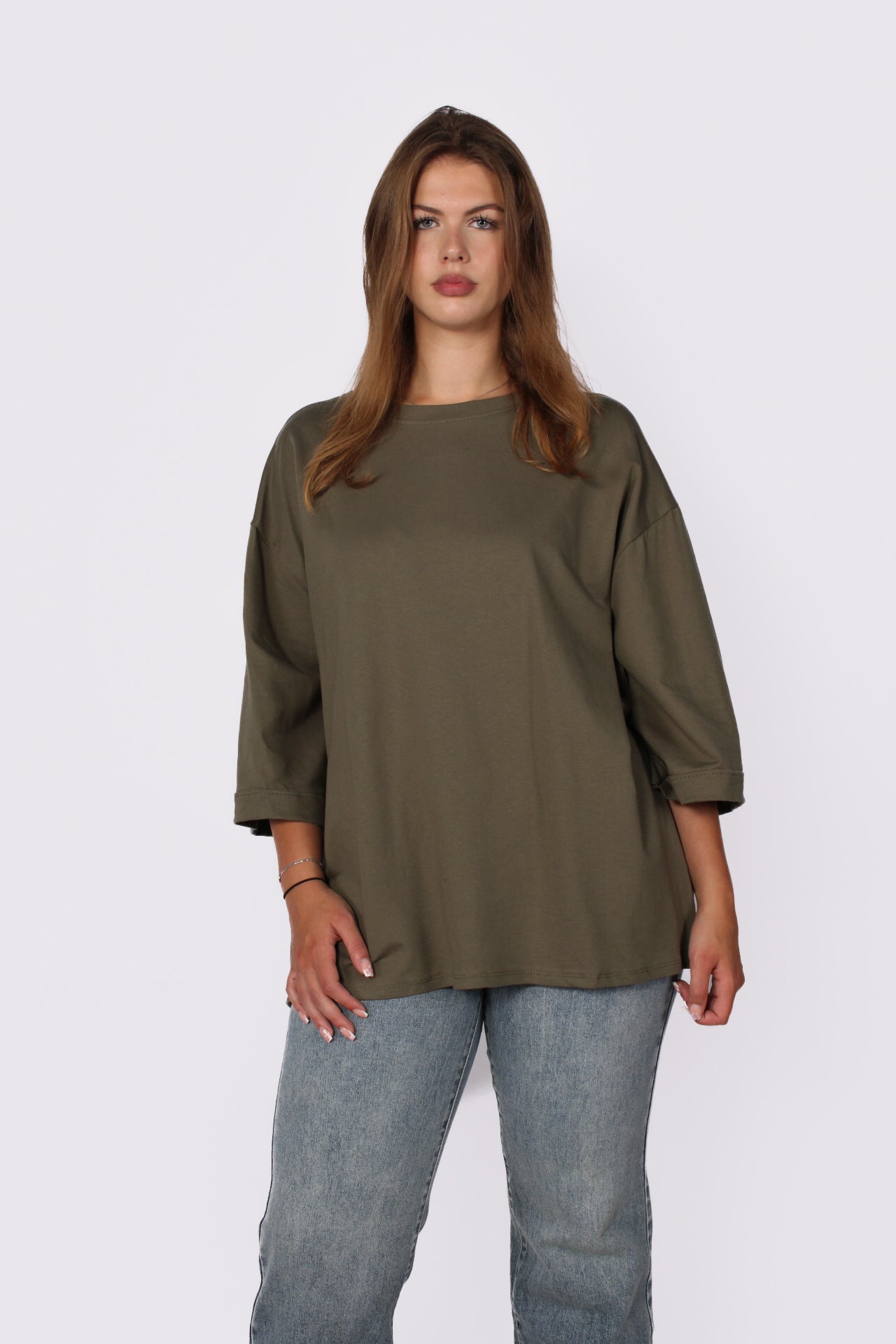 OVERSIZED BASIC T - ARMY GREEN