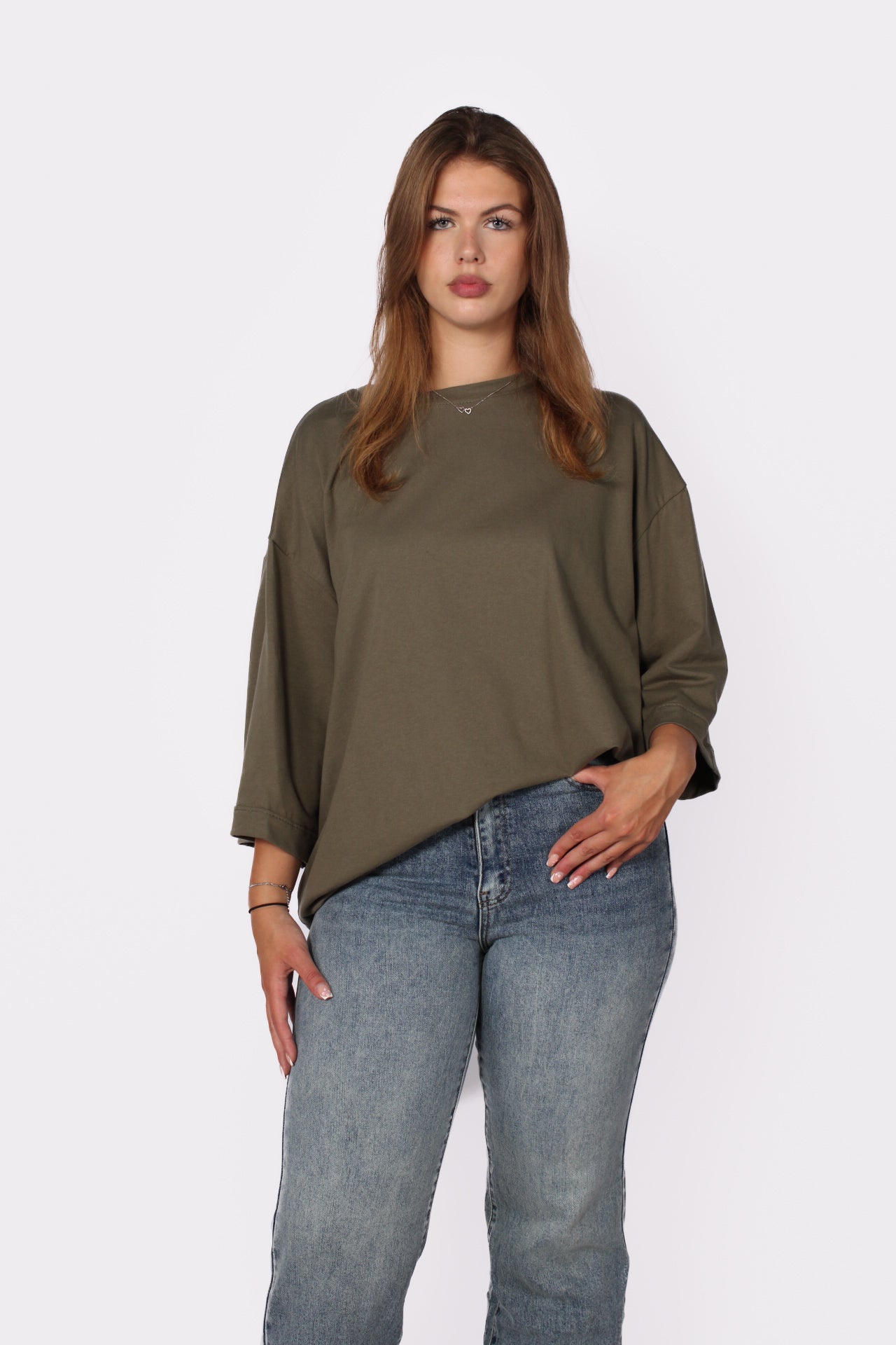 OVERSIZED BASIC T - ARMY GREEN