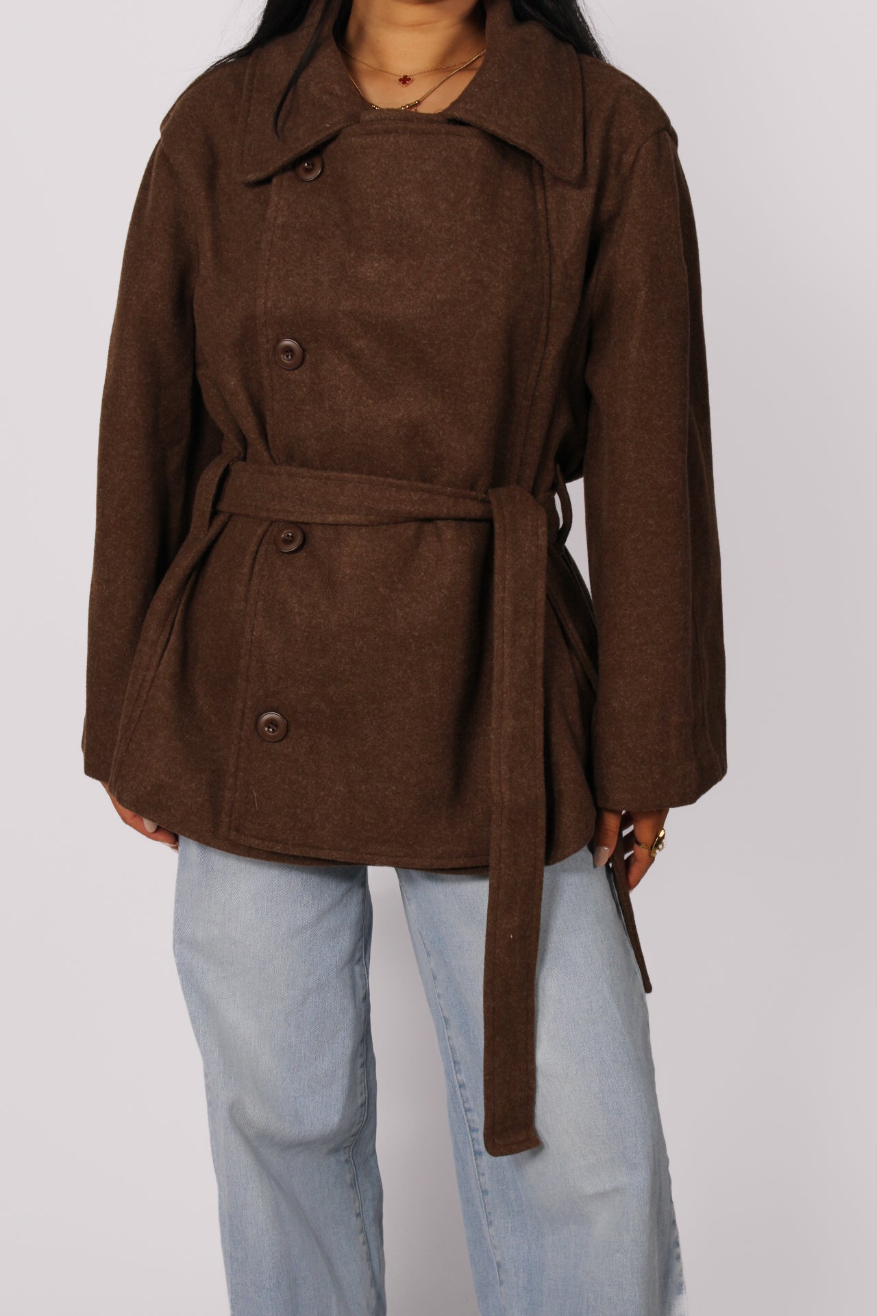 RIVER CROPPED TRENCH COAT - BROWN