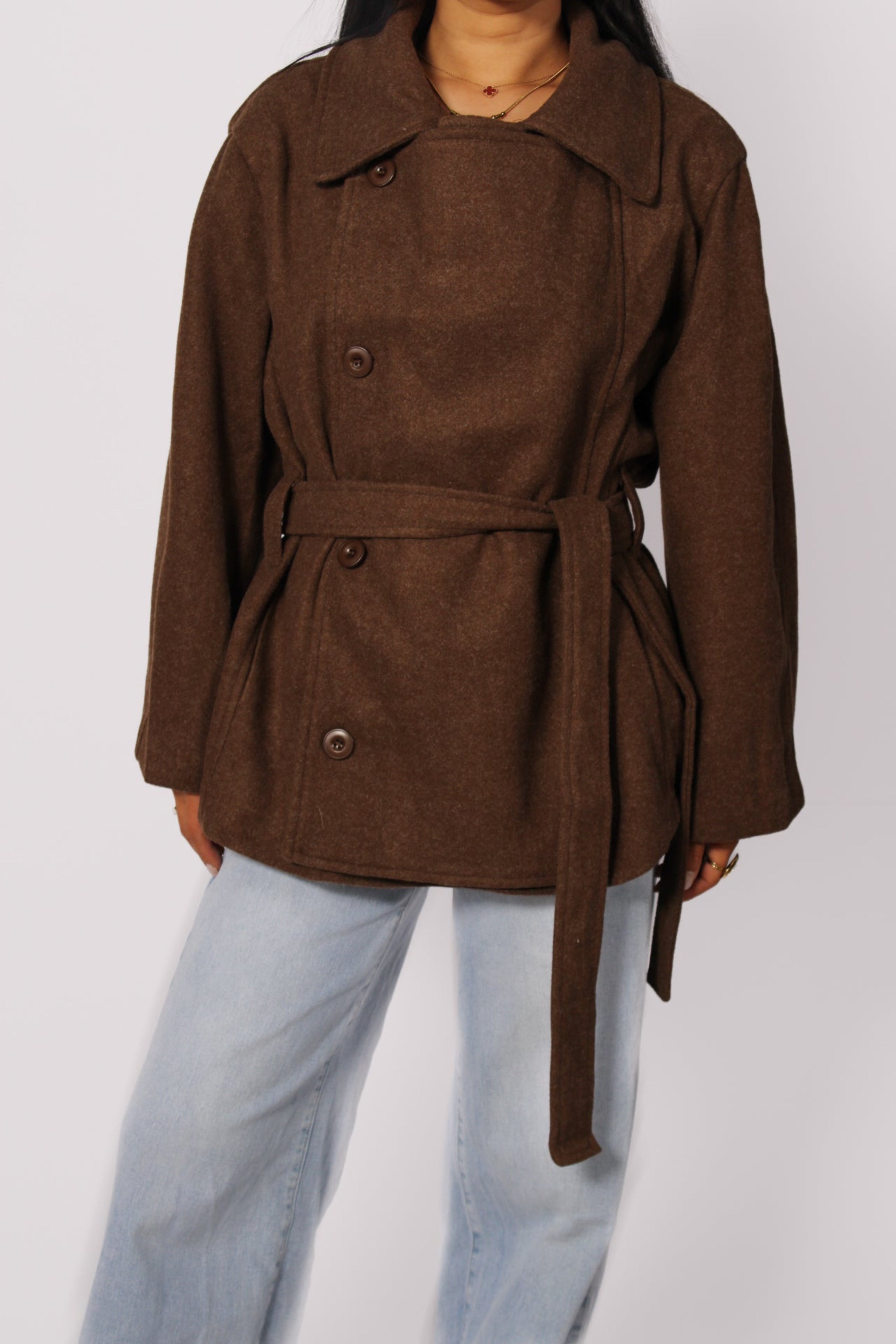 RIVER CROPPED TRENCH COAT - BROWN