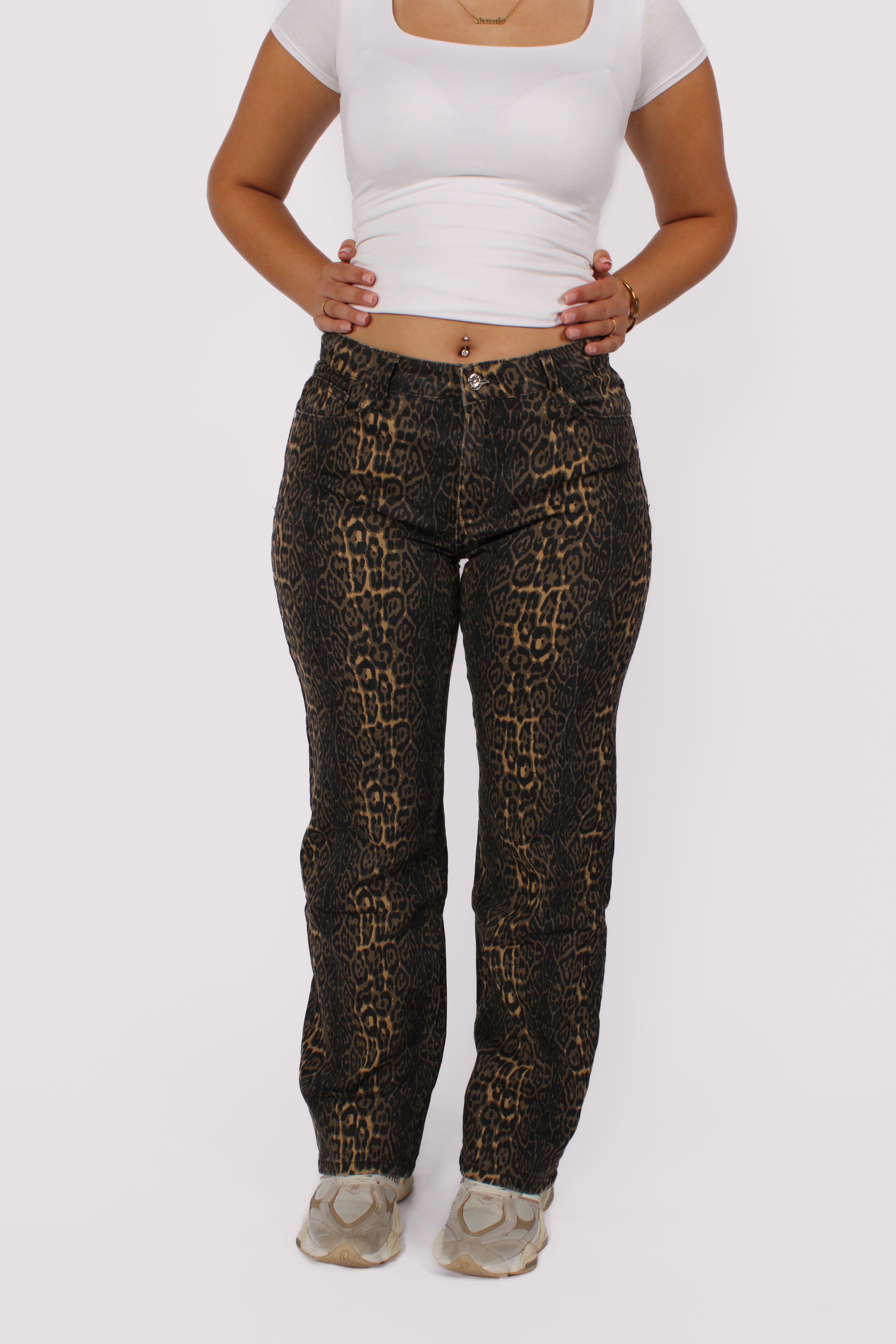 Wide Leg Jeans G93Y - Leopard