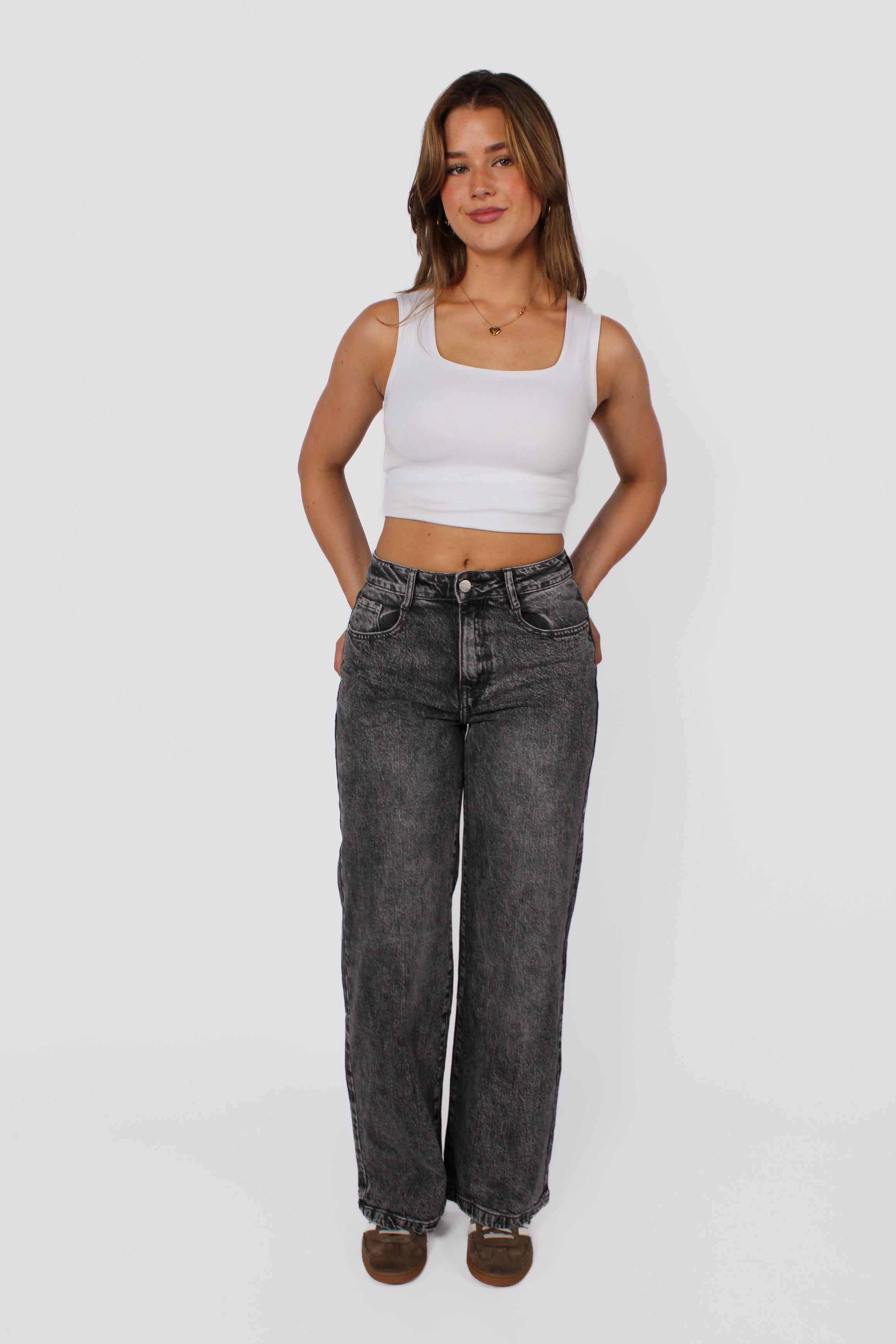 Wide Leg Jeans 66193 - Grey