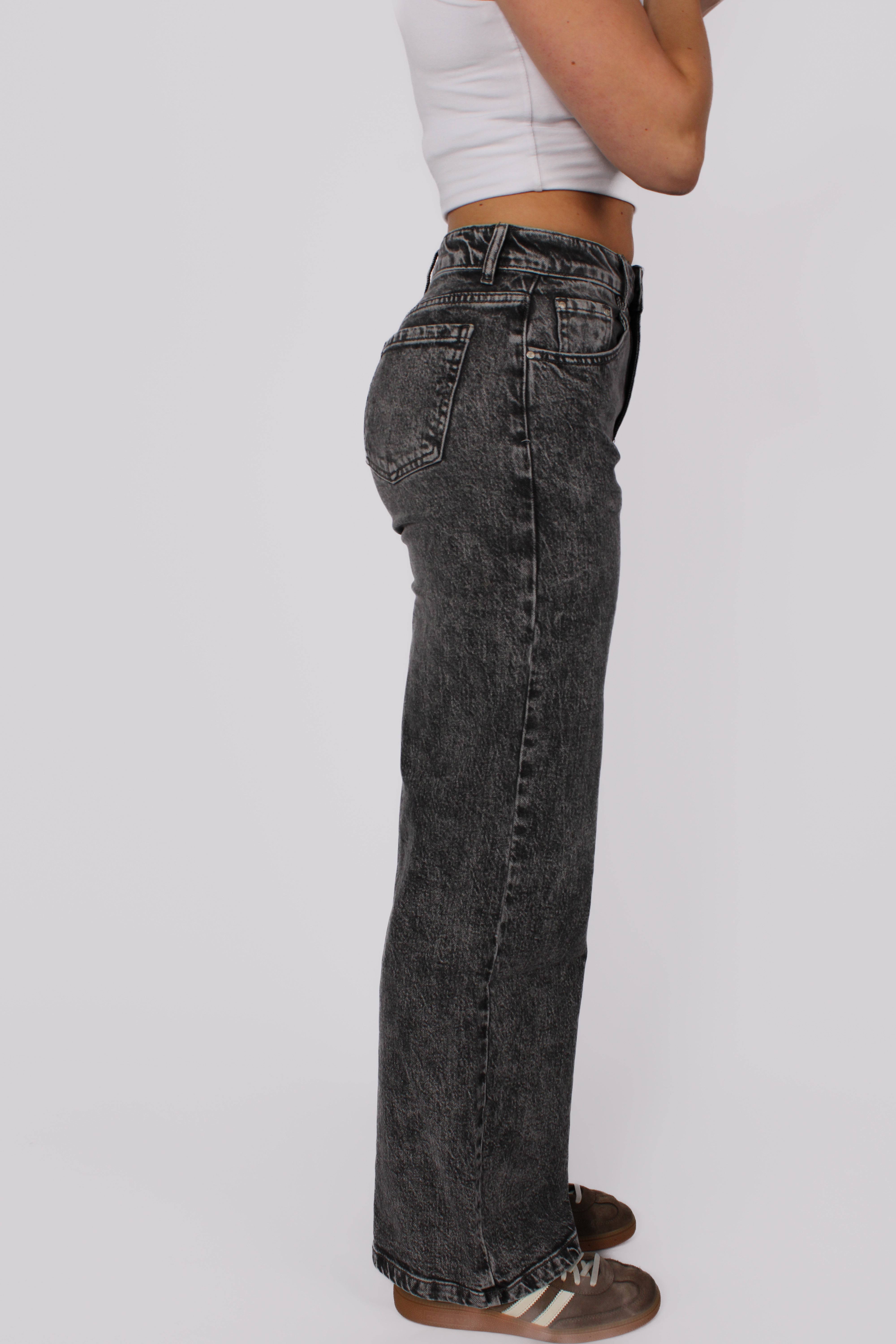 Wide Leg Jeans 66193 - Grey