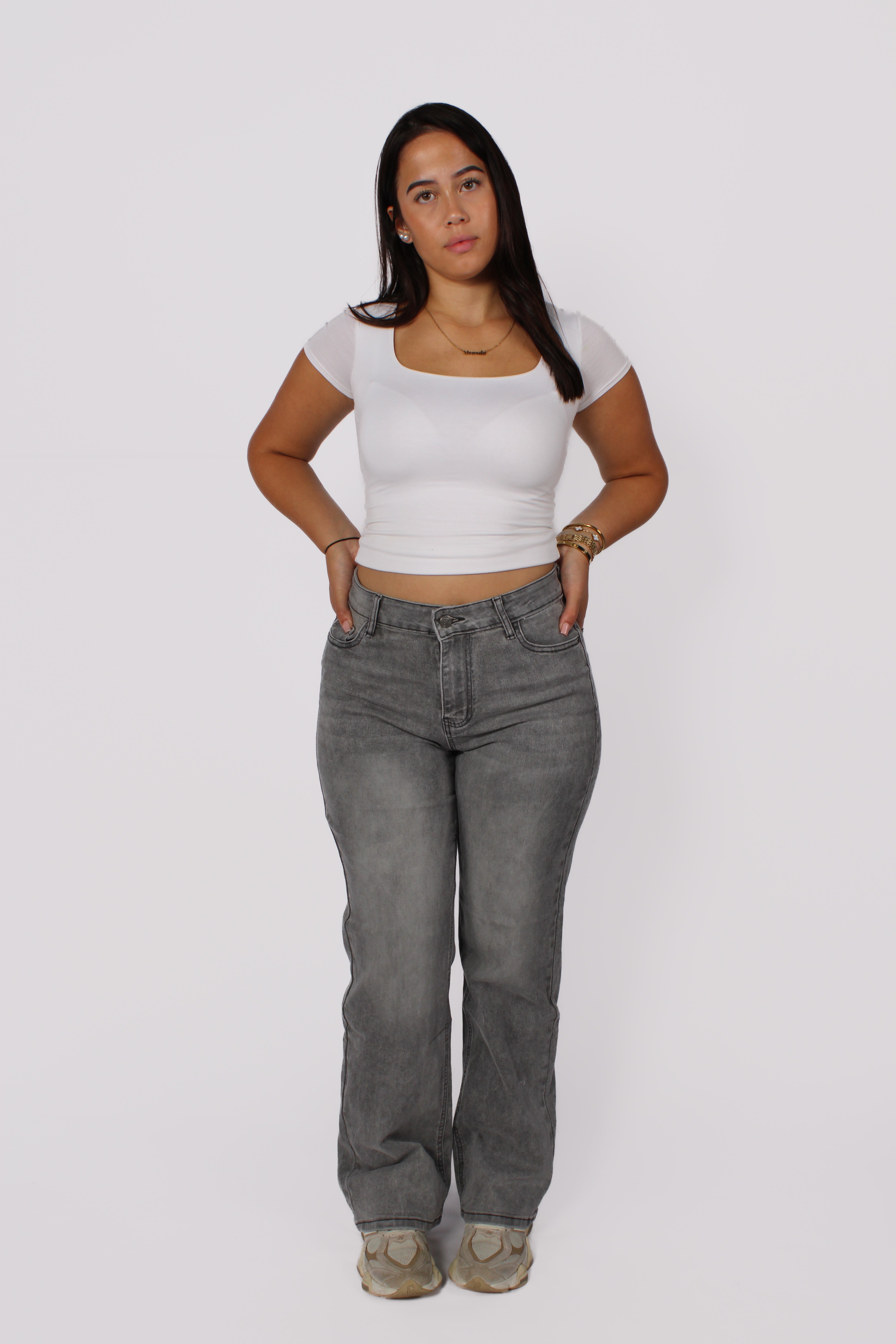 ''PLUSSIZE'' WIDE LEG JEANS 10839 - GRAY