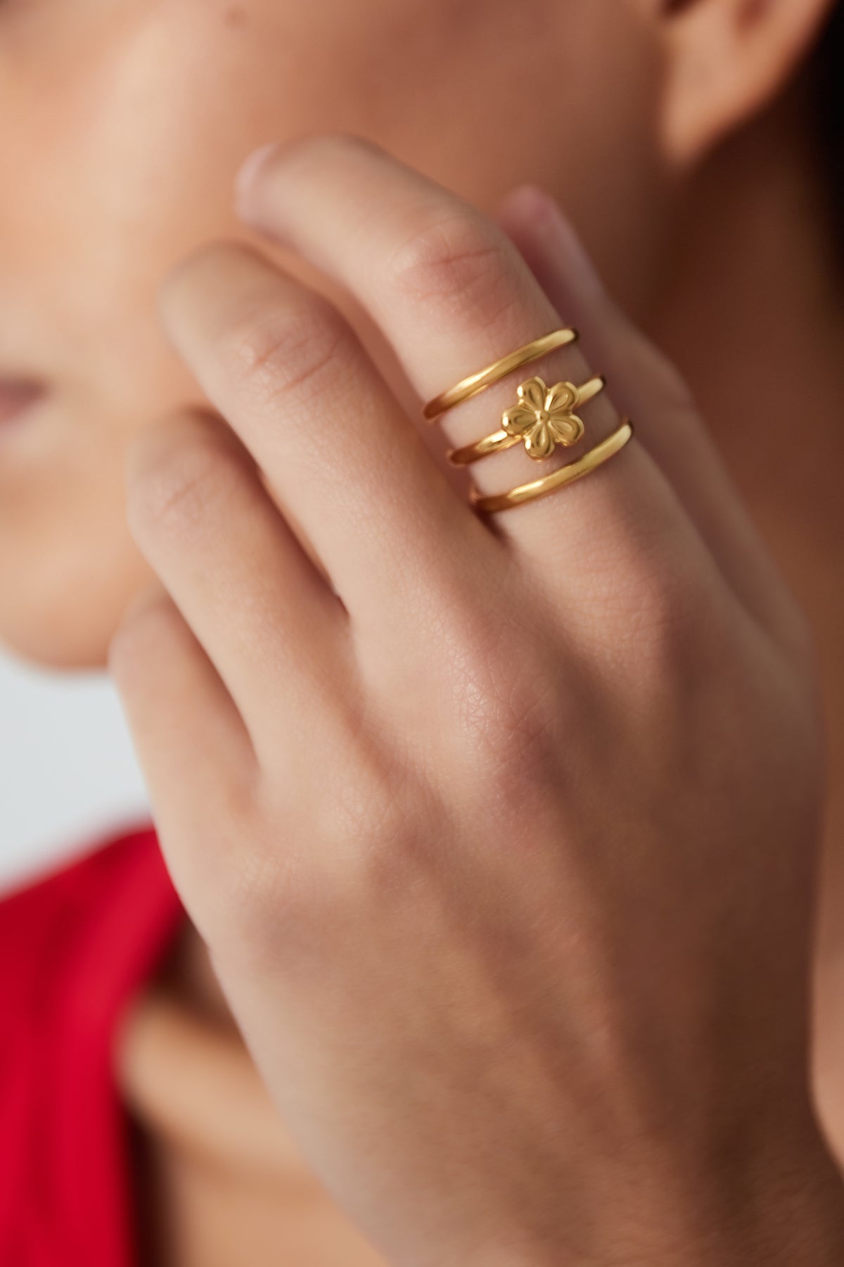 FLOWER STACK RING - GOLD