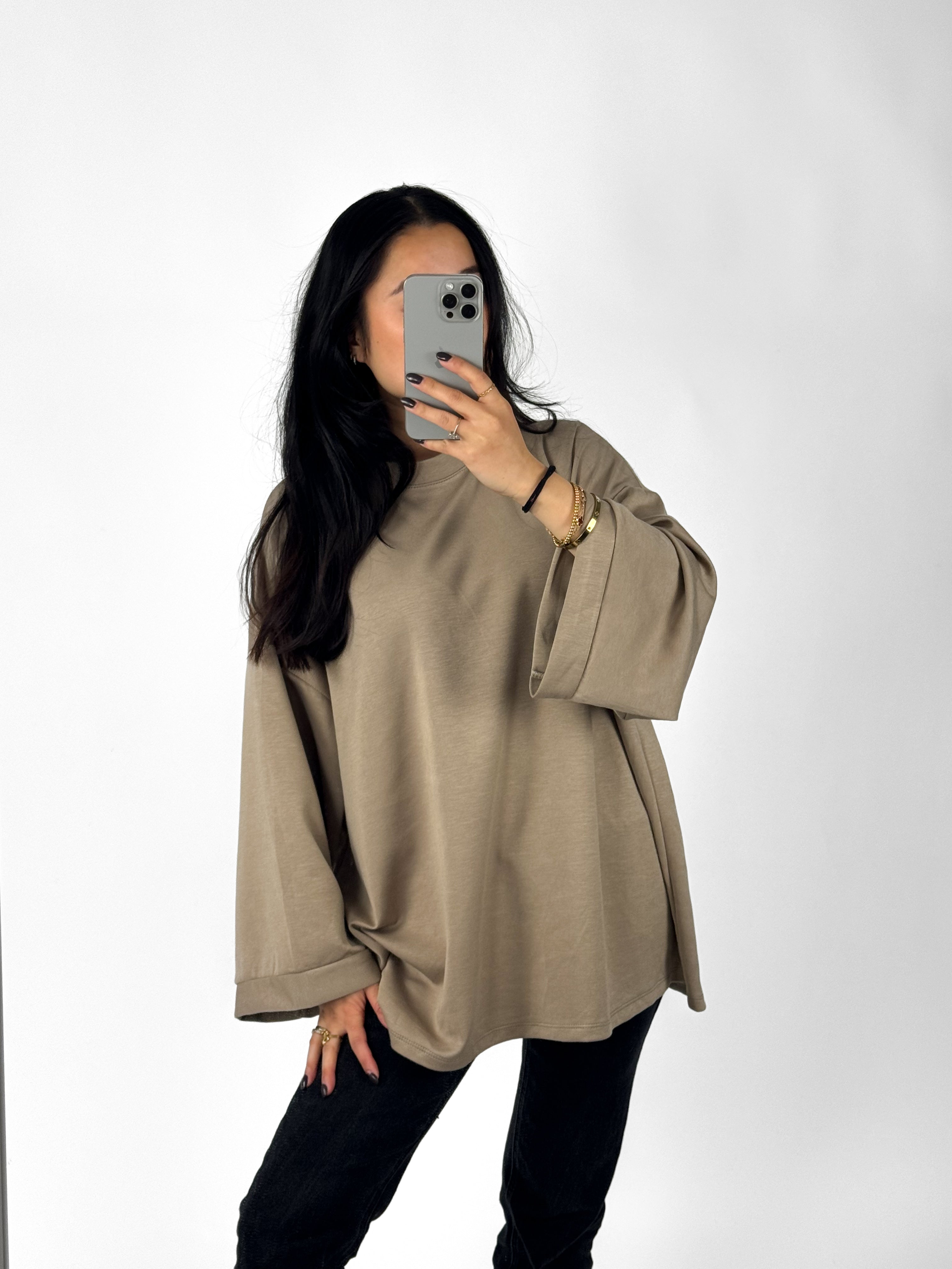 OVERSIZED BASIC SWEATER - CAMEL