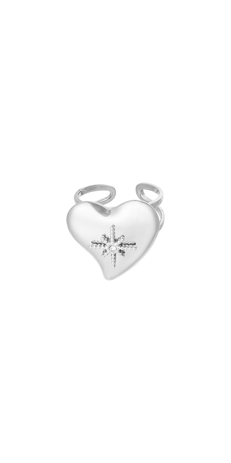 BIG HEART SPARKLE RING - SILVER
