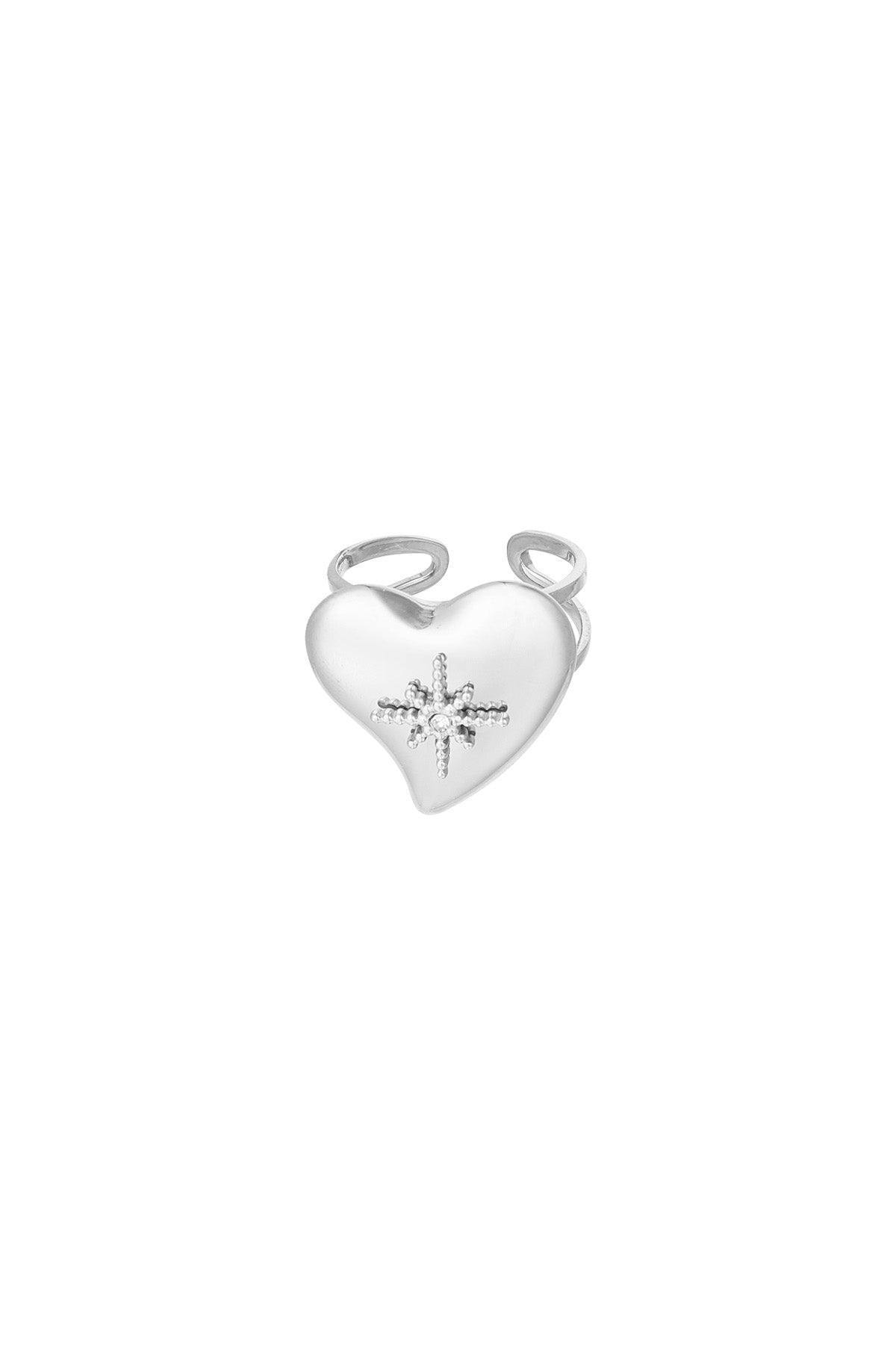 BIG HEART SPARKLE RING - SILVER