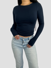 POSY LONG SLEEVE TOP - NAVY