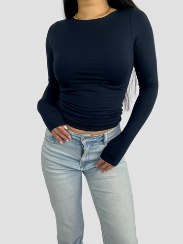 POSY LONG SLEEVE TOP - NAVY