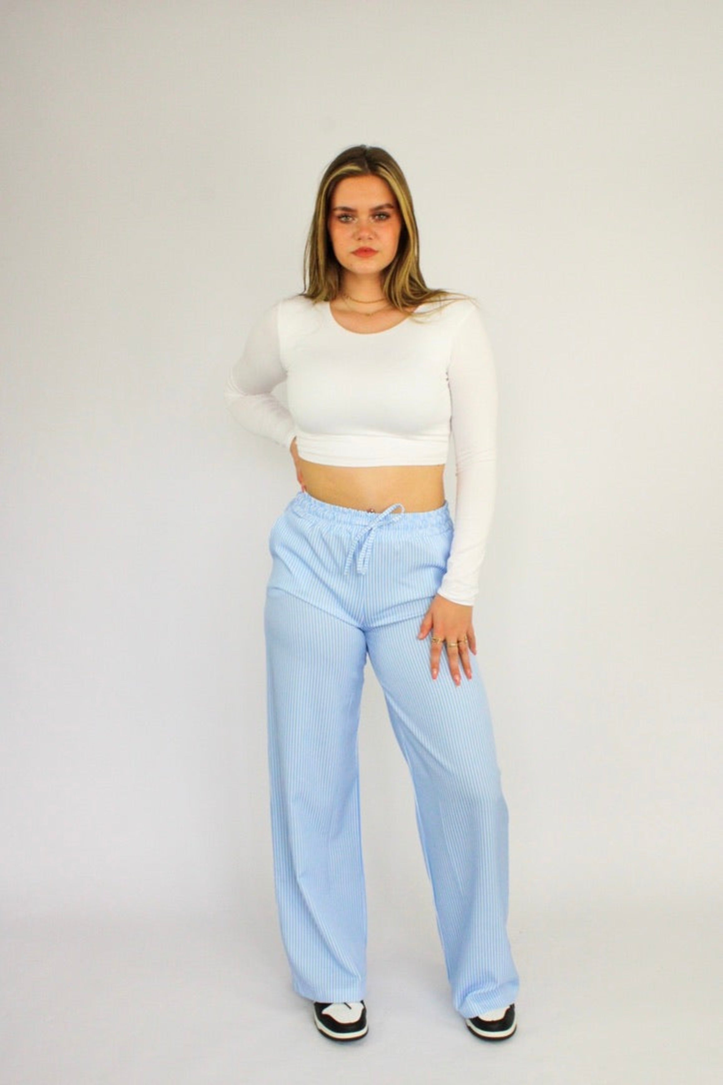 STRIPE PANTS - SKY BLUE
