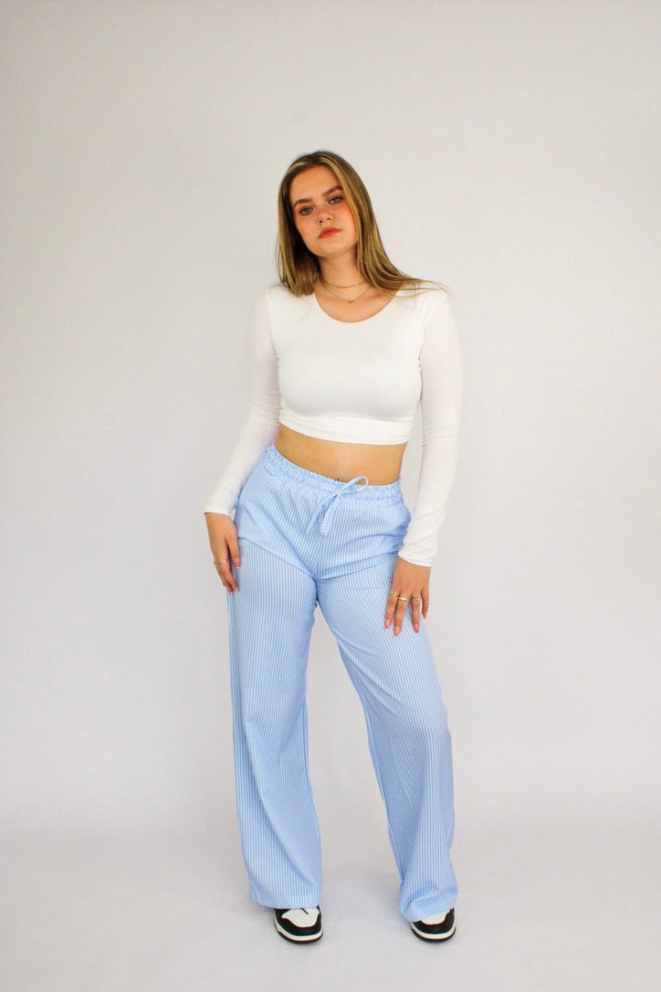 STRIPE PANTS - SKY BLUE