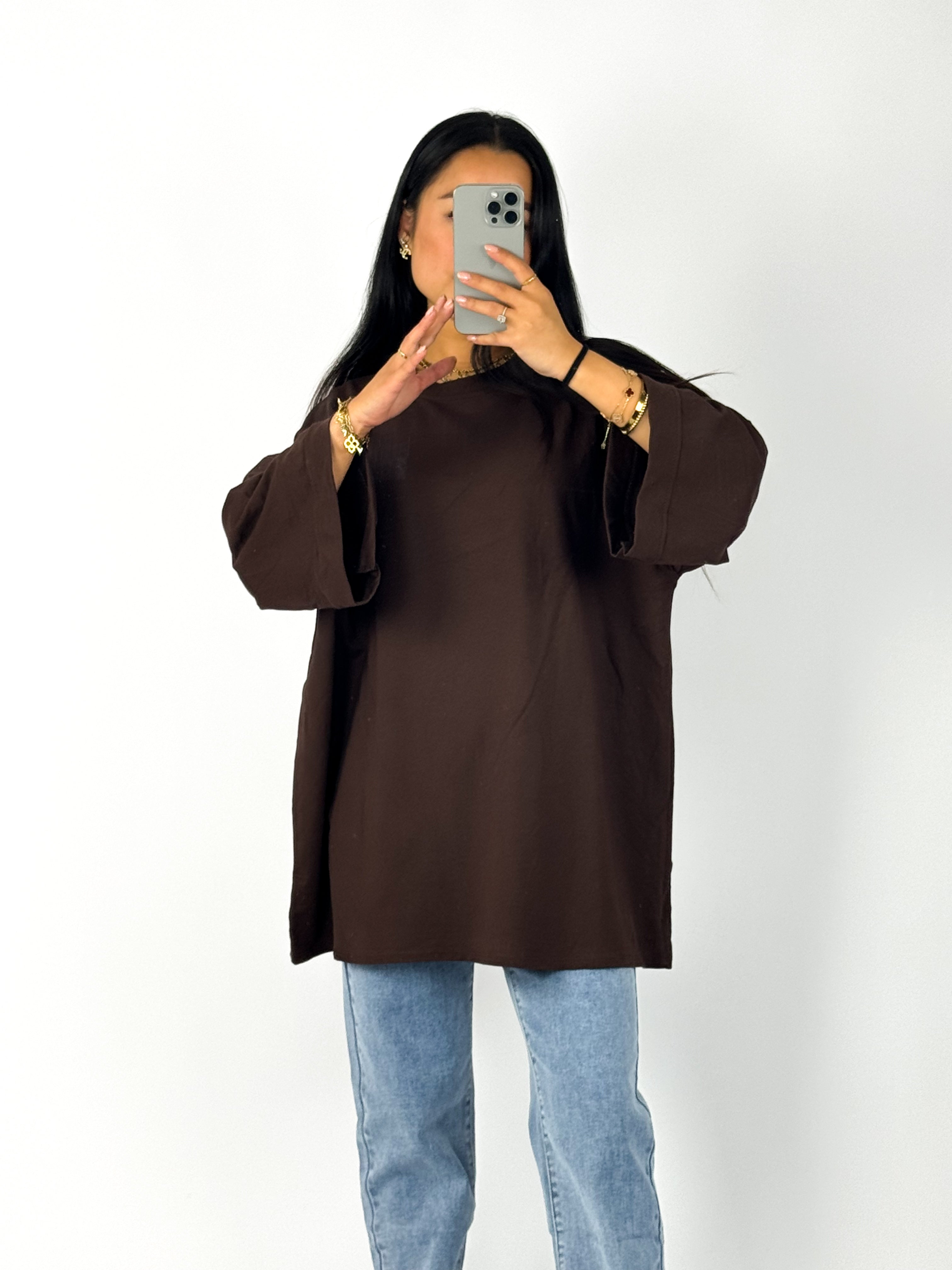 OVERSIZED BASIC T - BROWN