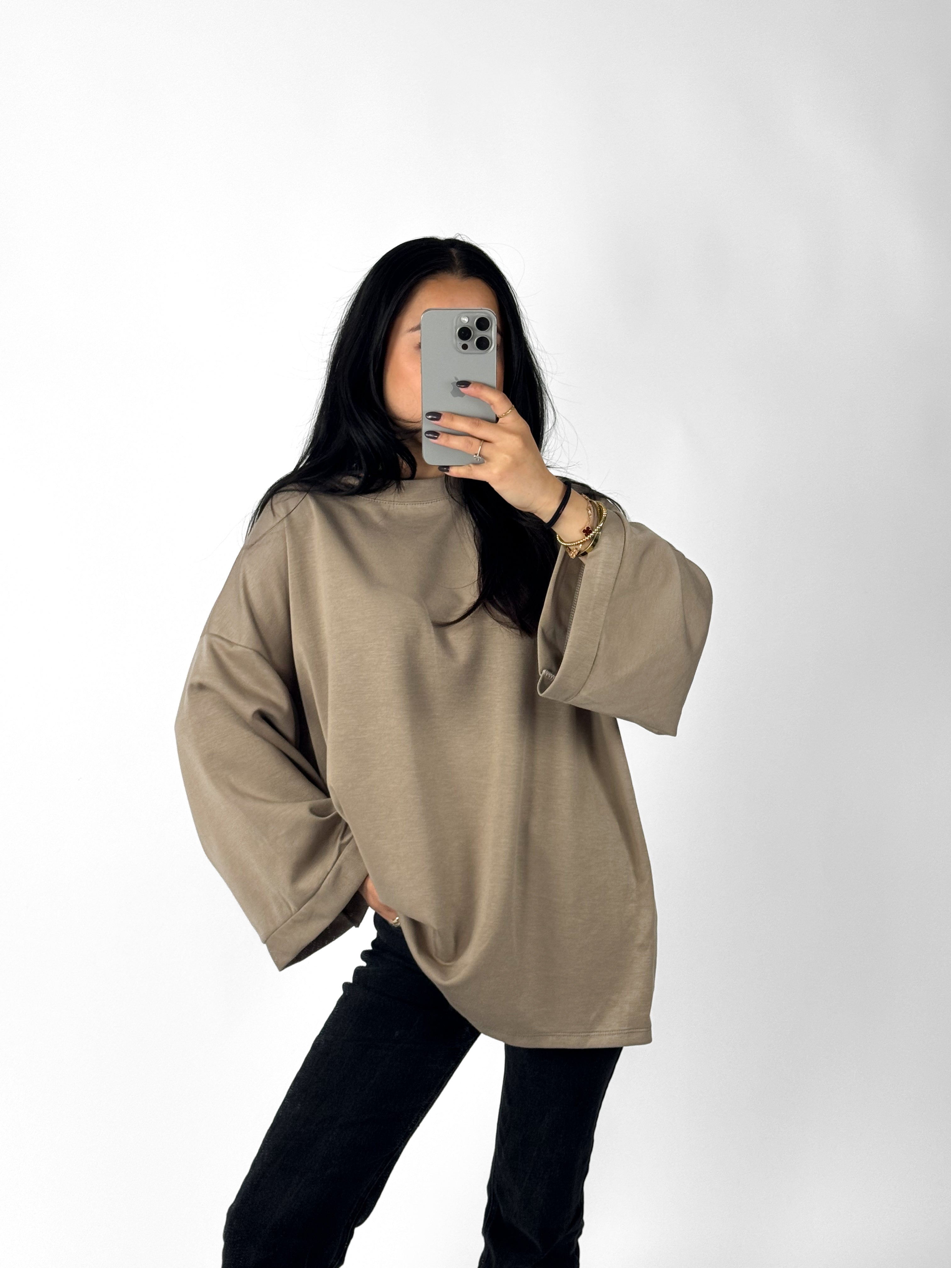OVERSIZED BASIC SWEATER - CAMEL