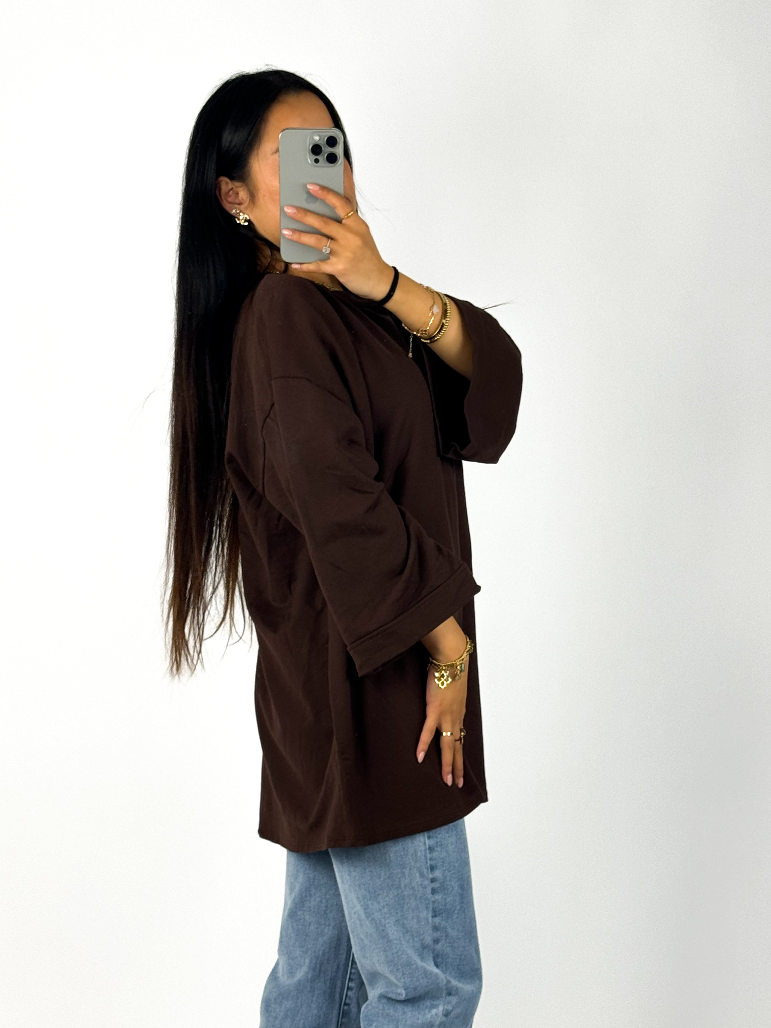 OVERSIZED BASIC T - BROWN