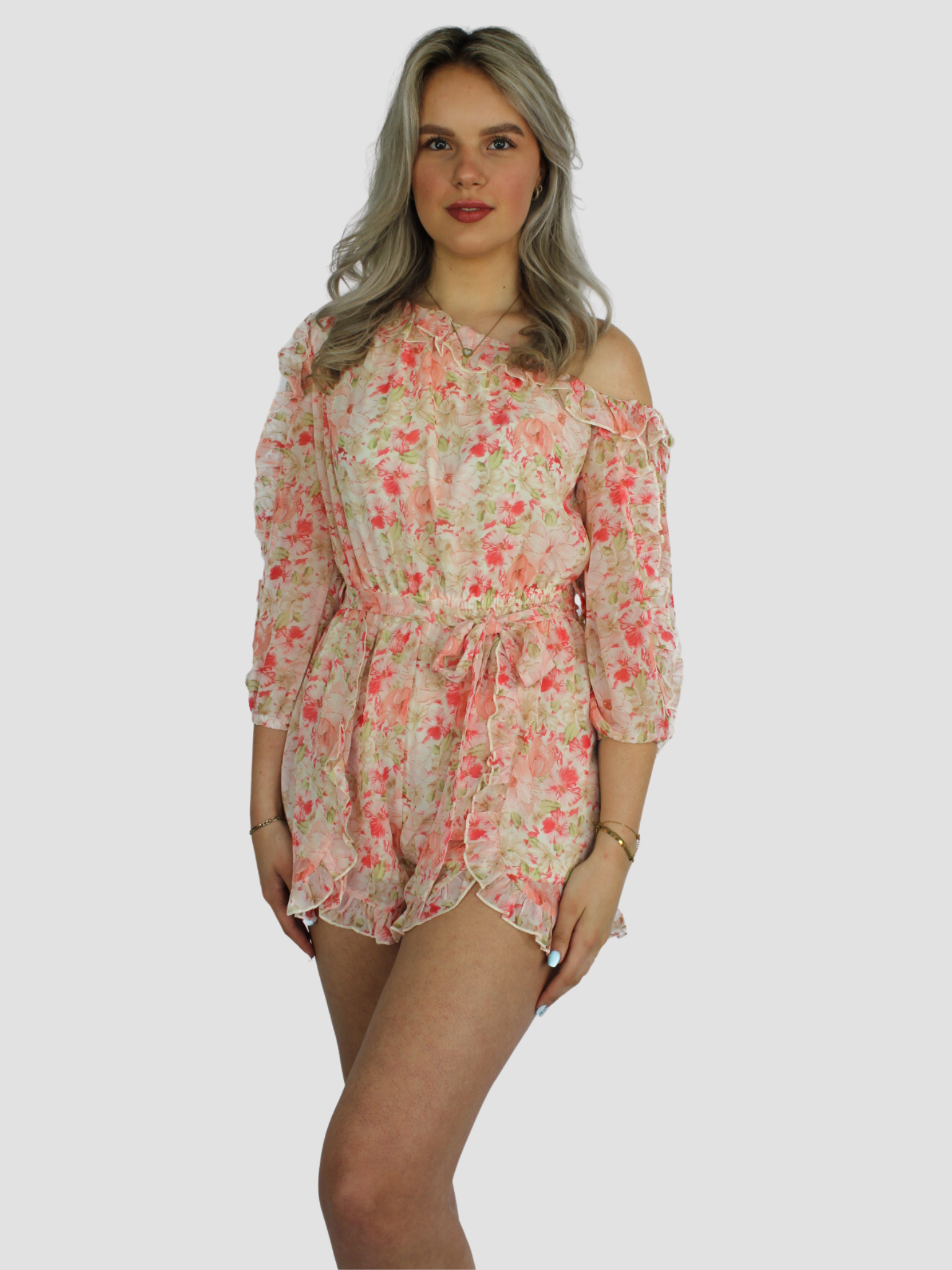 FLORAL PLAYSUIT - PINK