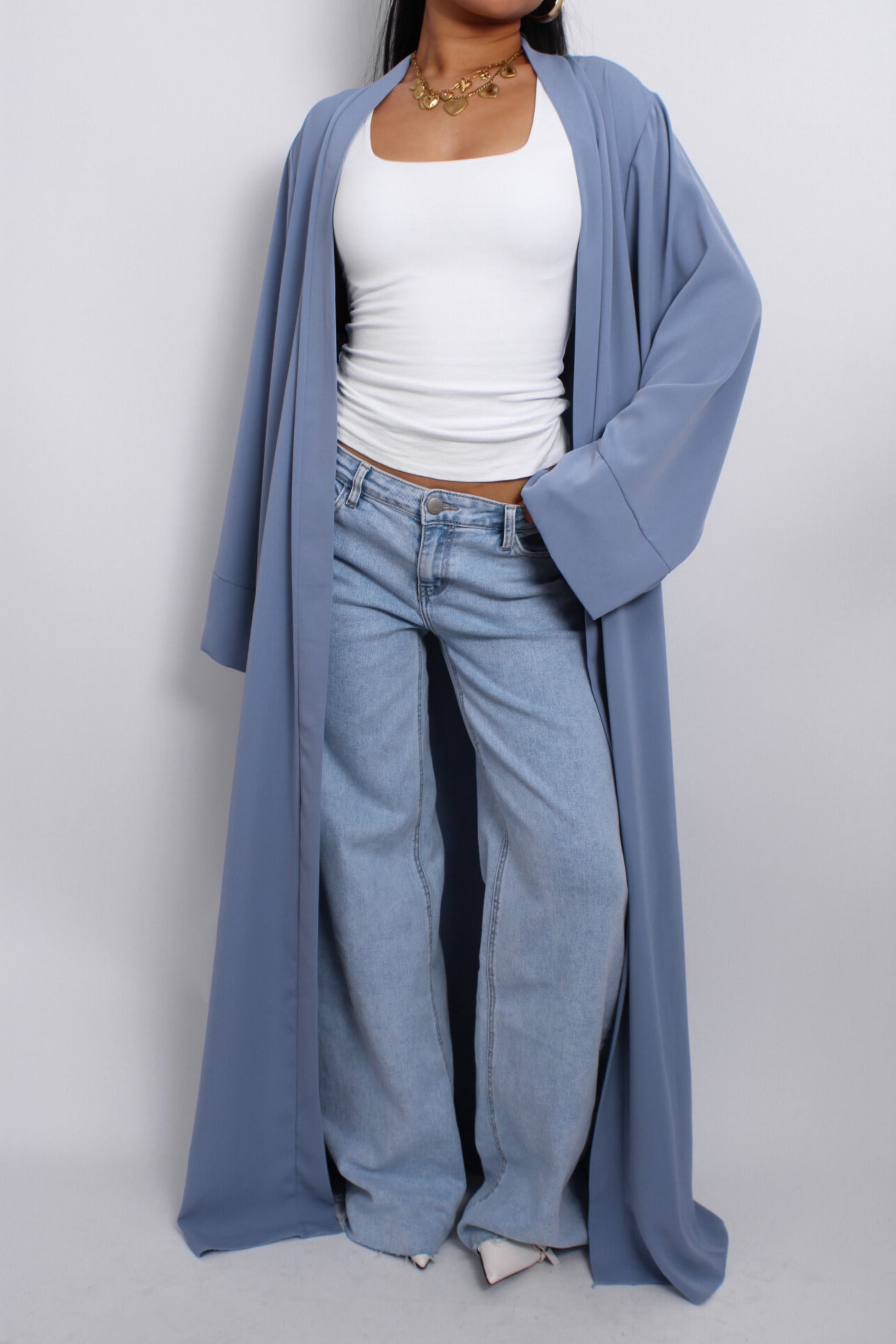 SILKY KIMONO - DENIM BLUE