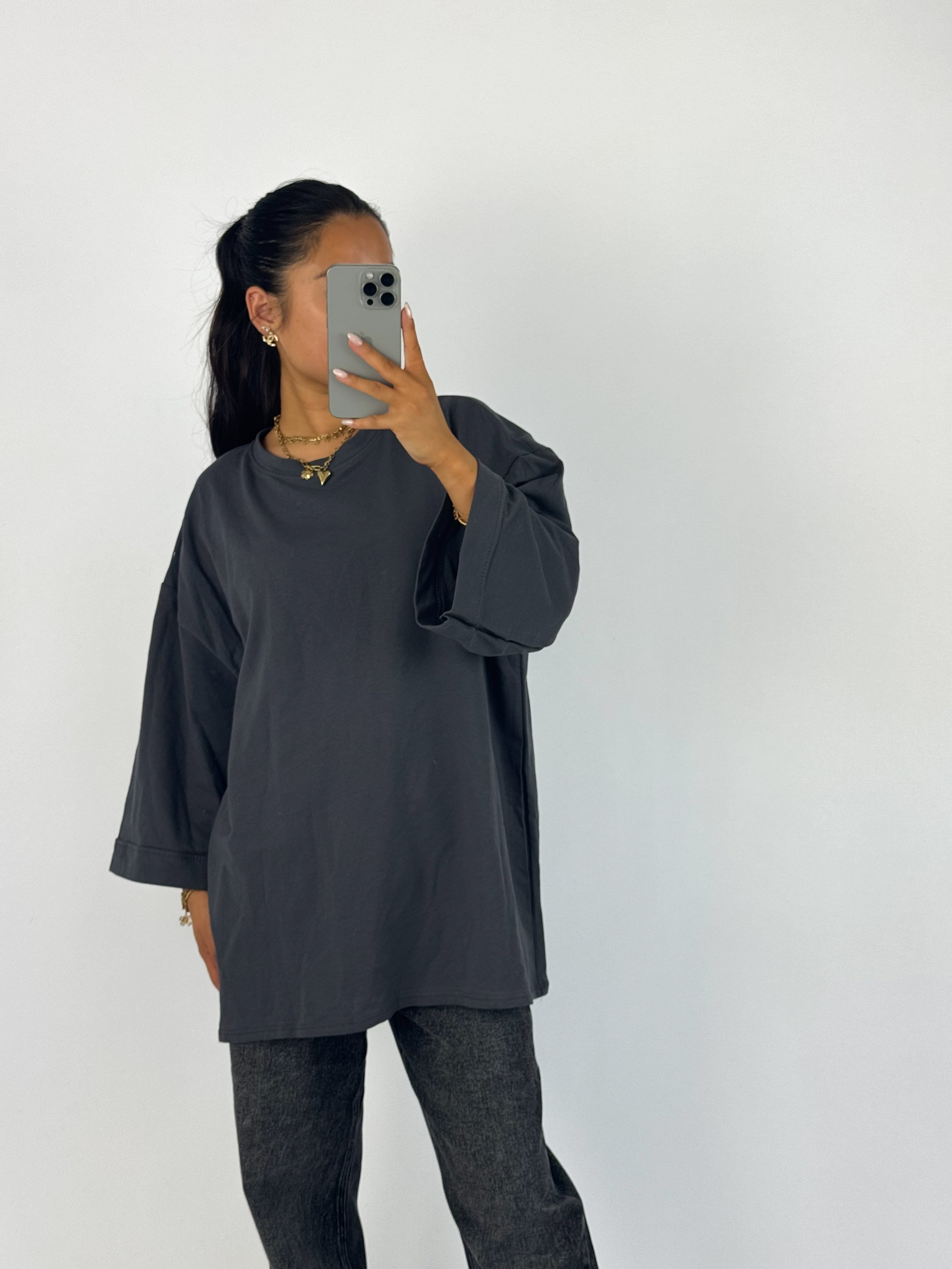 OVERSIZED BASIC T - DARK GREY