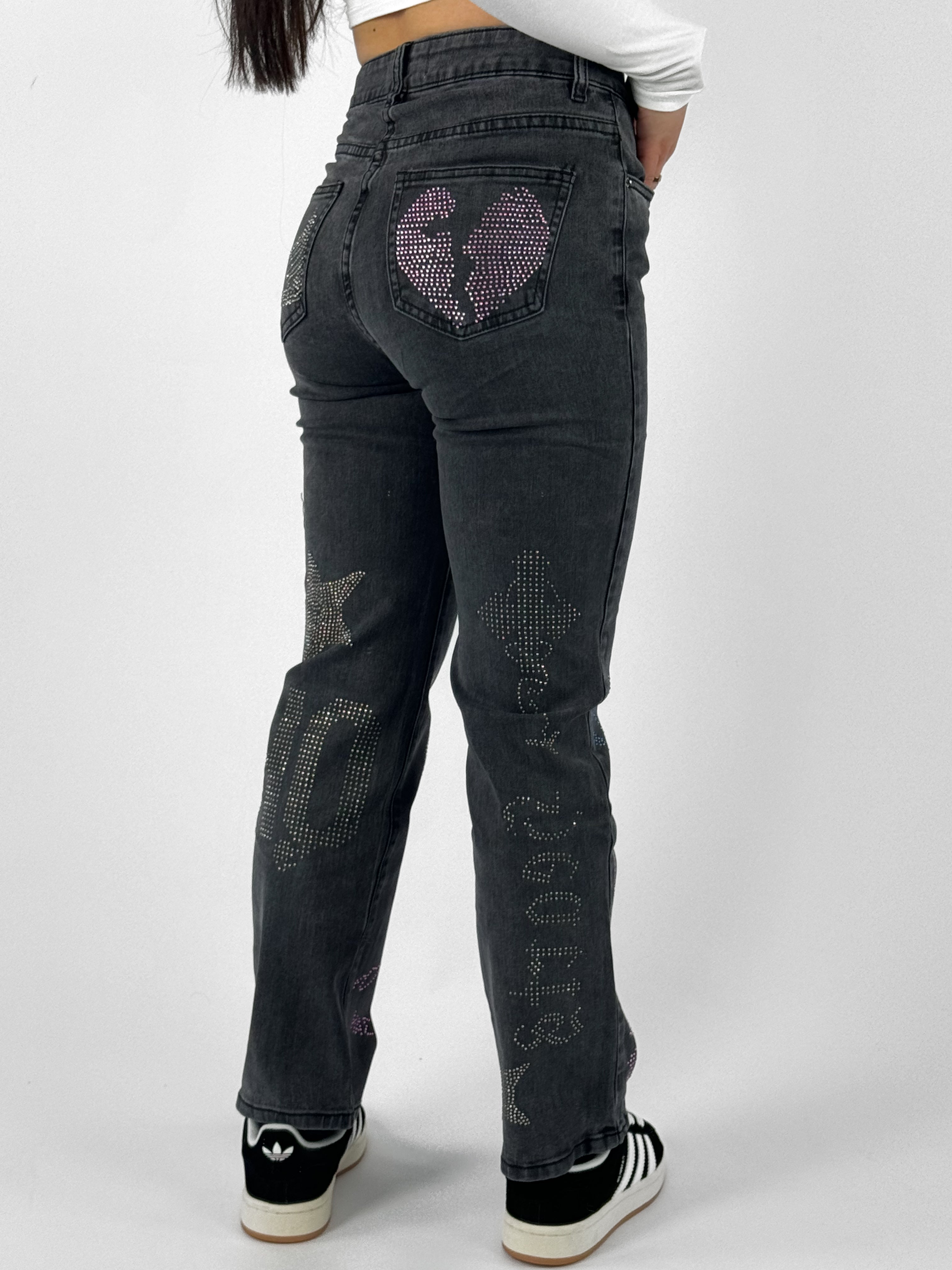“PETITE” JEANS DIAMONDS - DARK GRAY