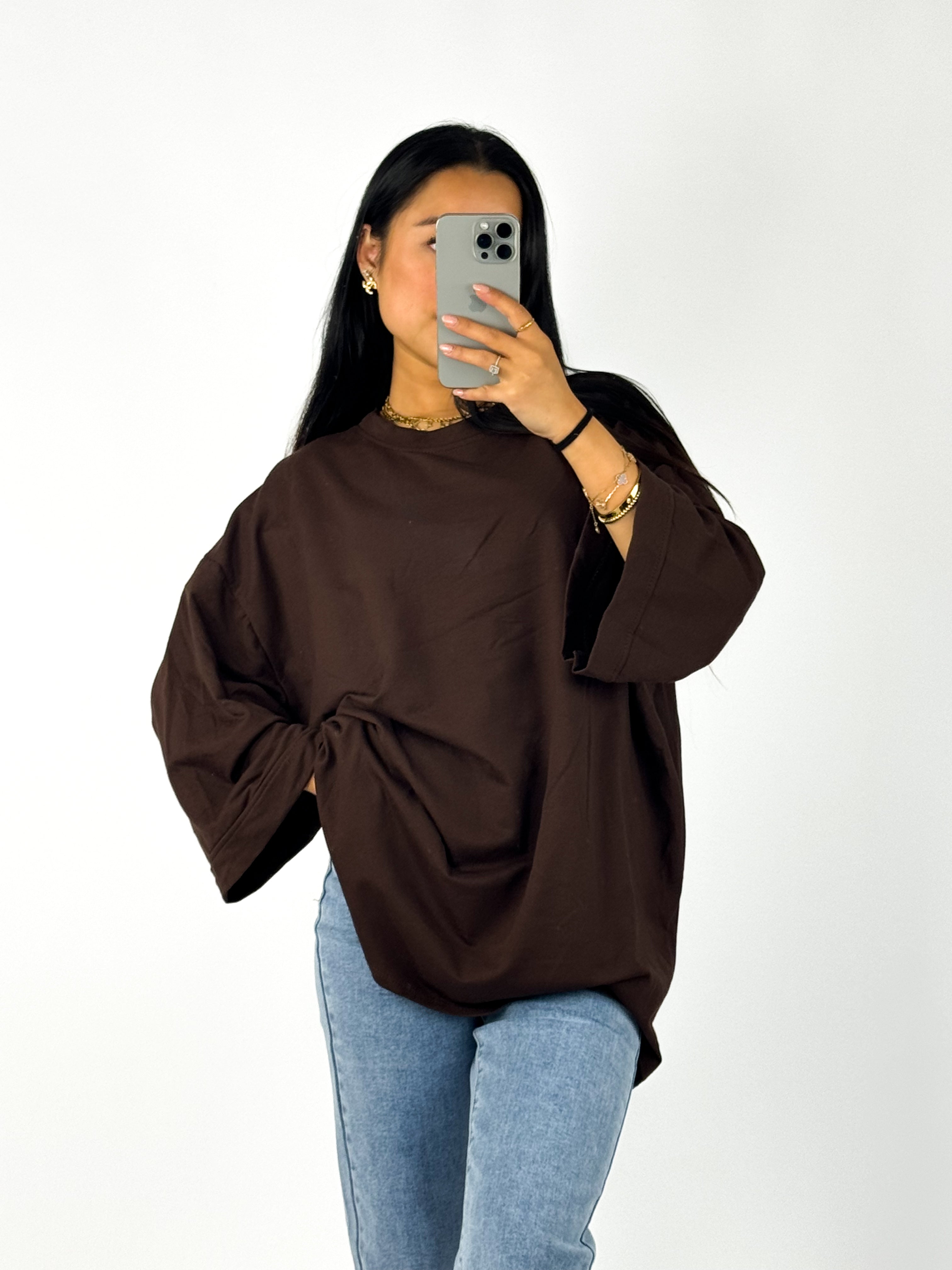 OVERSIZED BASIC T - BROWN
