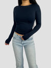 POSY LONG SLEEVE TOP - NAVY
