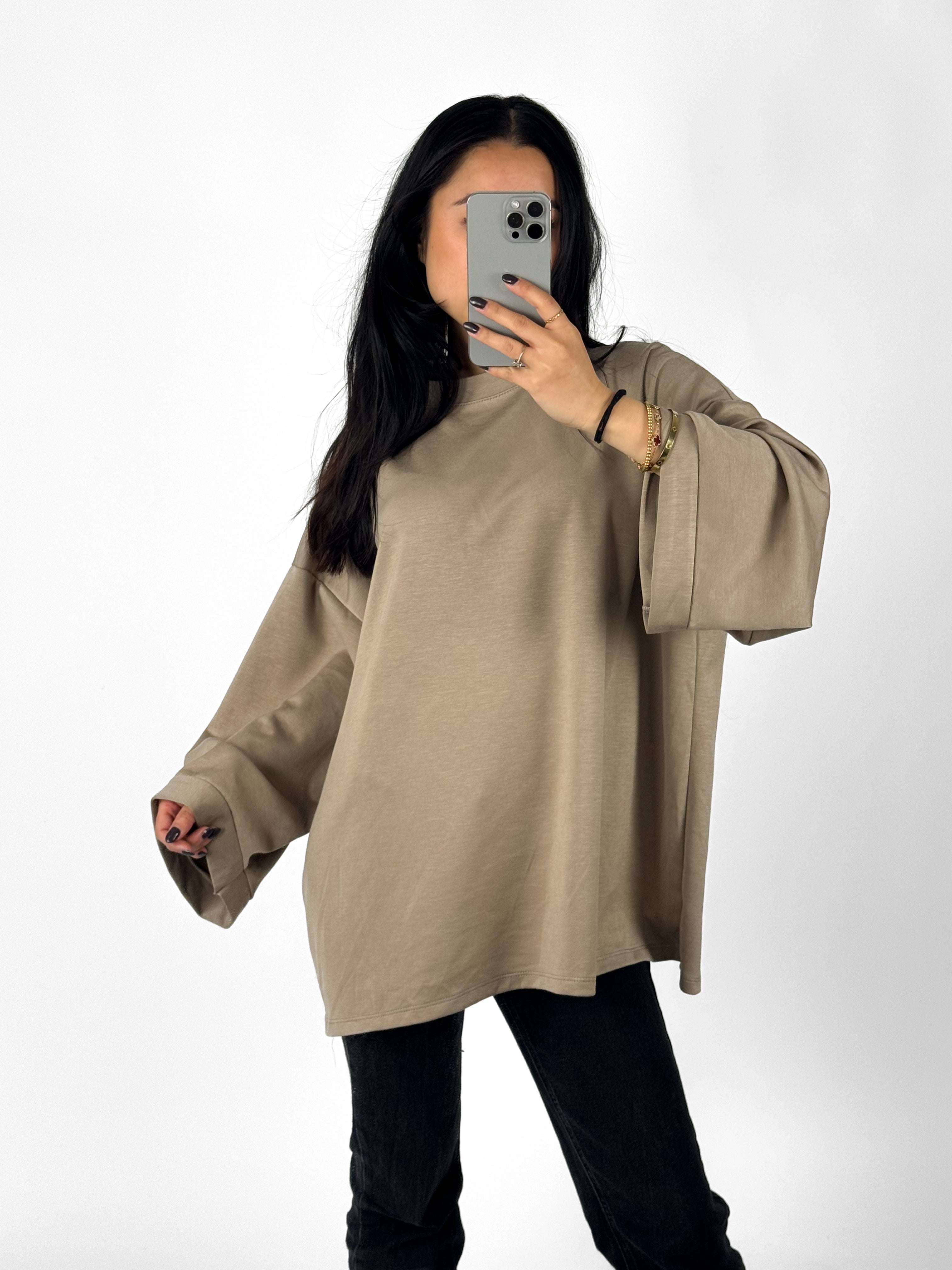 OVERSIZED BASIC SWEATER - CAMEL