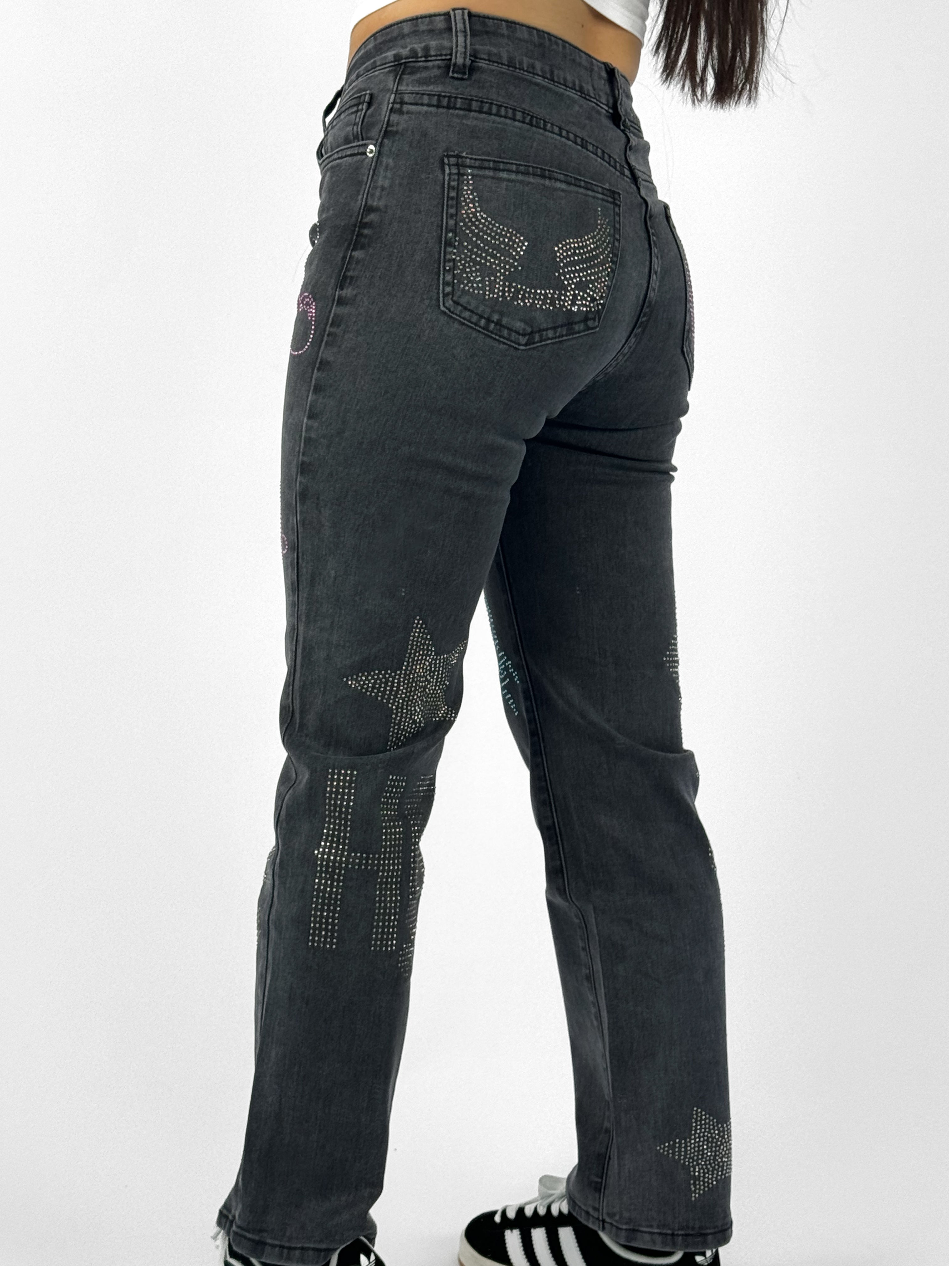 “PETITE” JEANS DIAMONDS - DARK GRAY