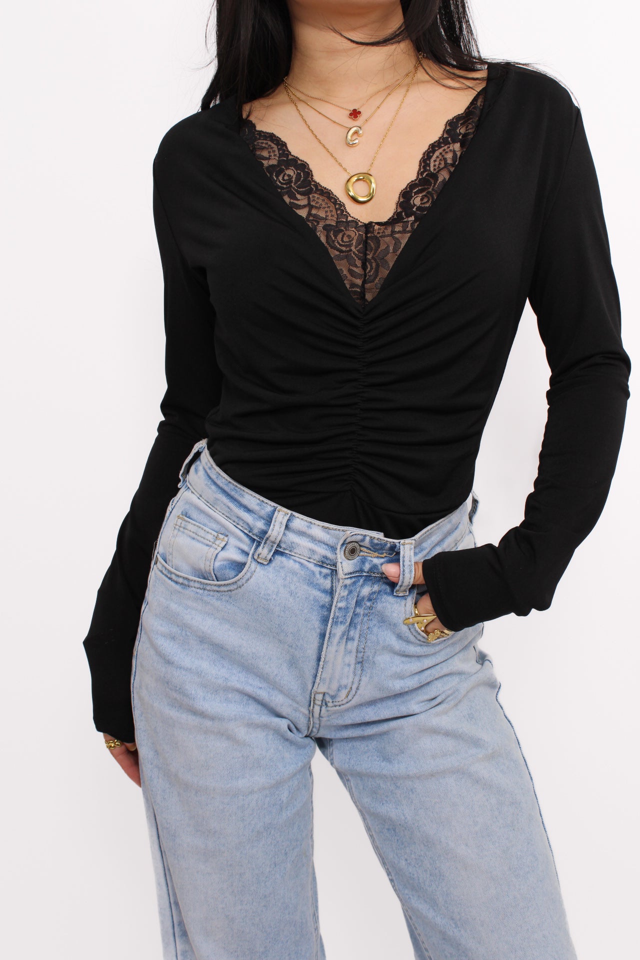 AVERY LACE BODY - BLACK