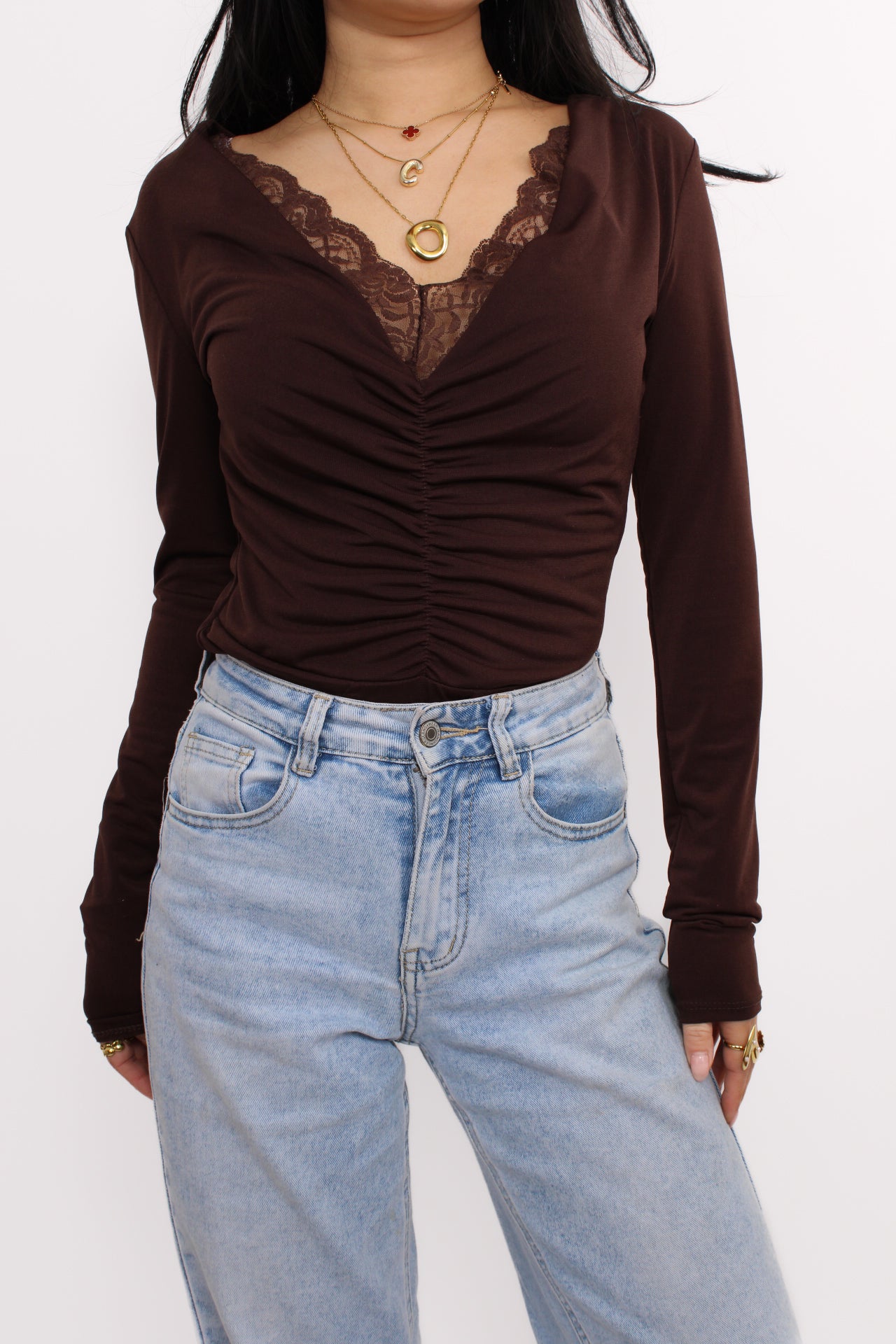 AVERY LACE BODY - BROWN