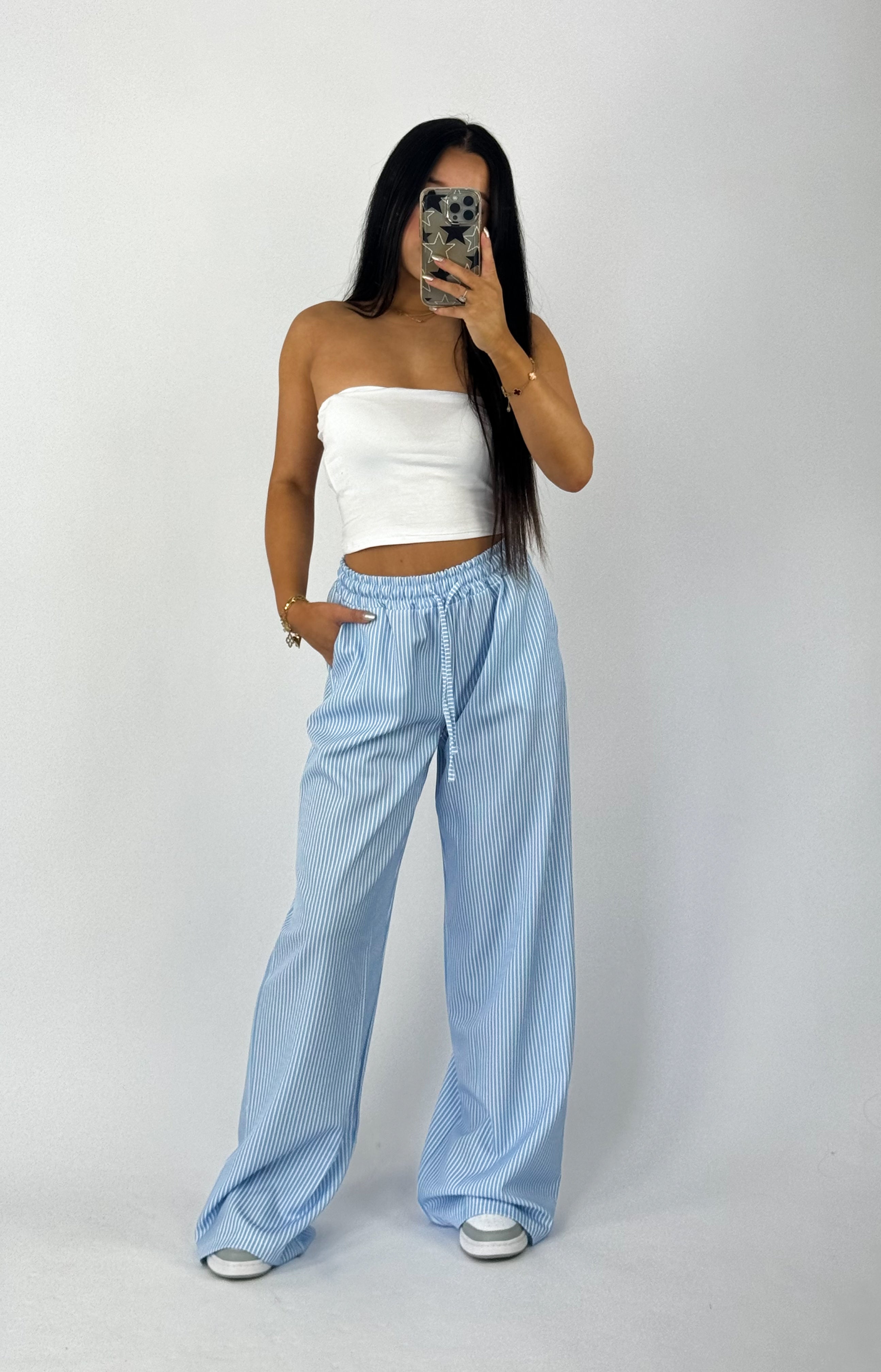 STRIPE PANTS - SKY BLUE