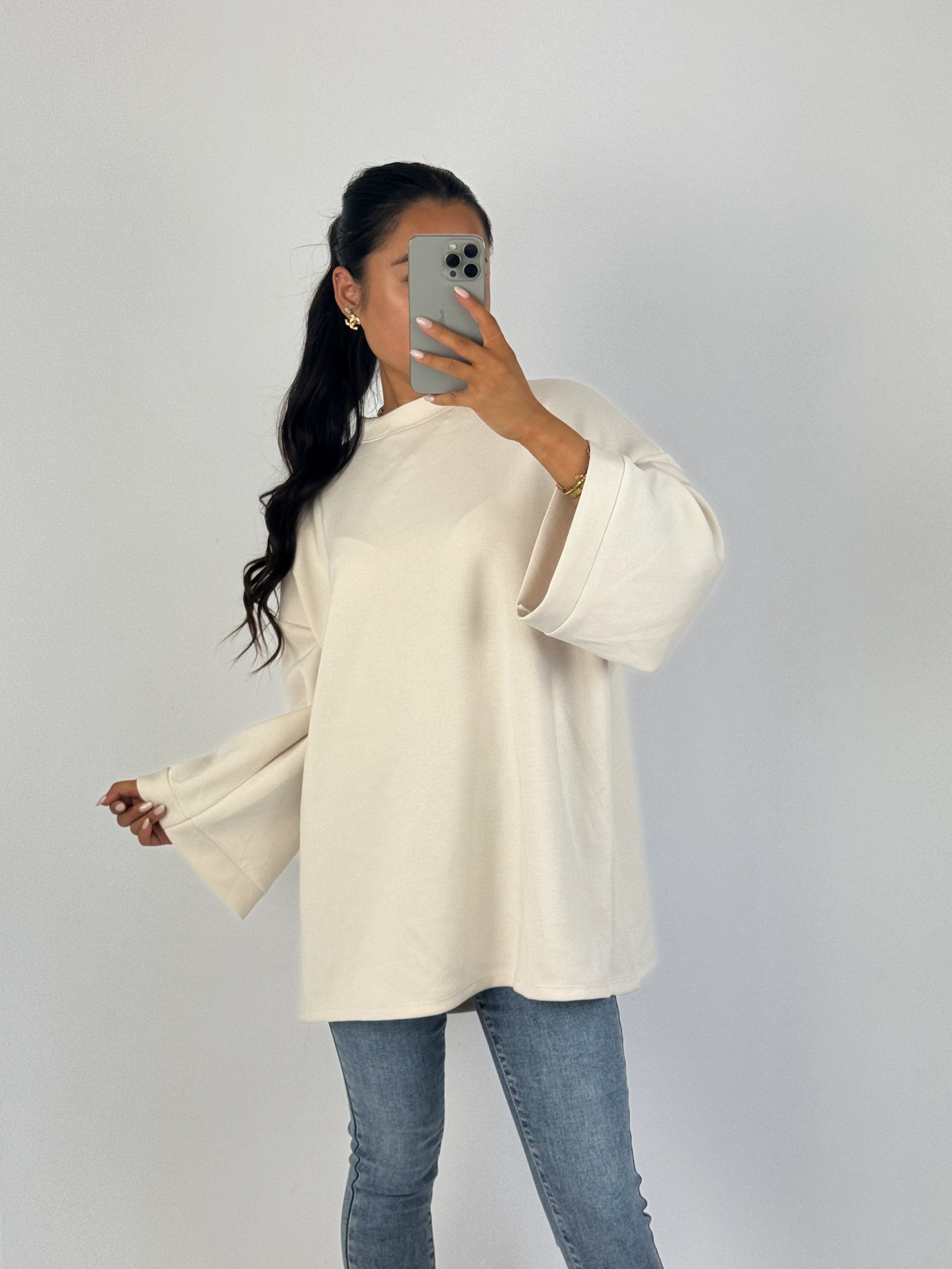 BASIC OVERSIZED SWEATER - CREAM