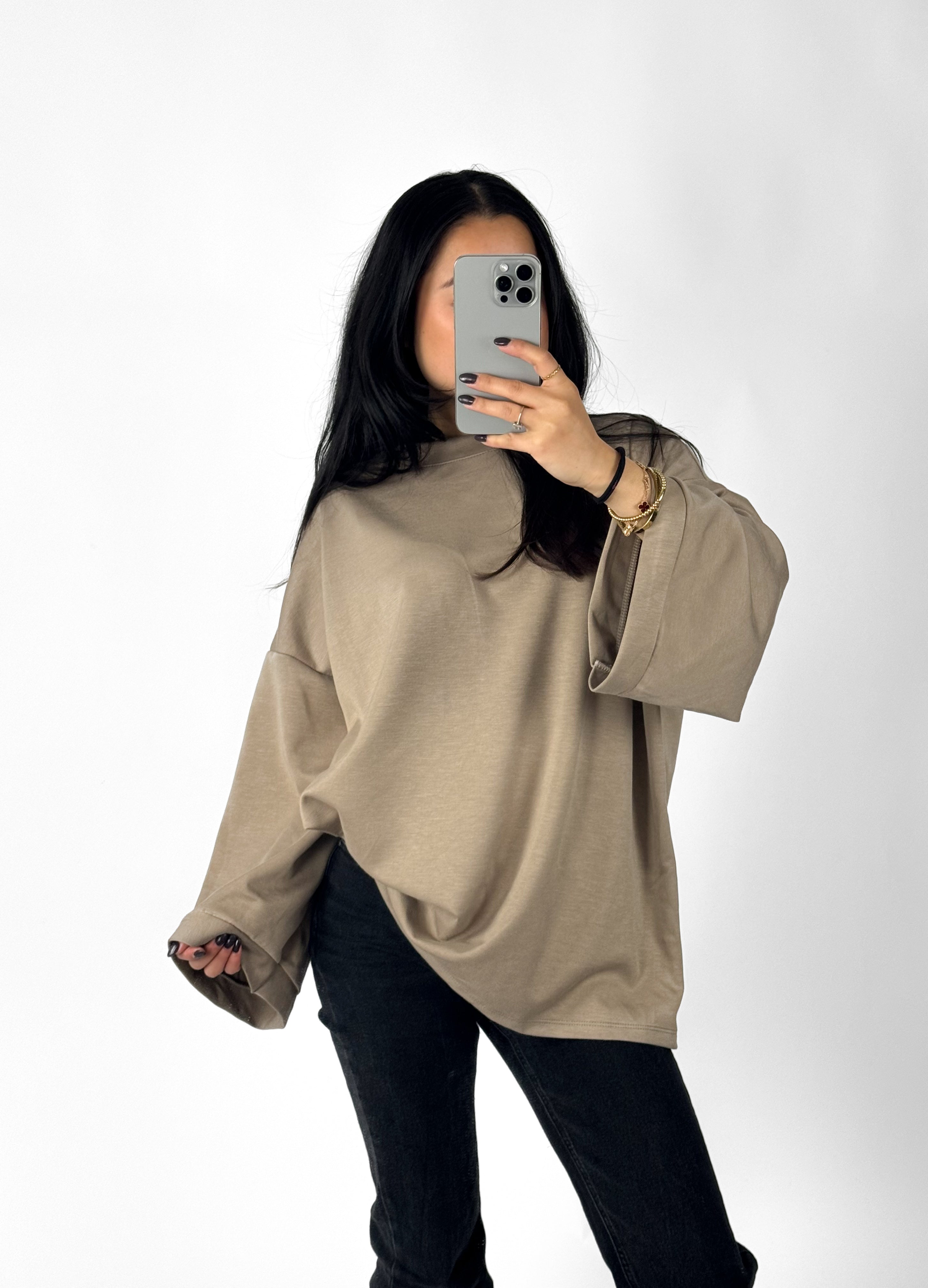 OVERSIZED BASIC SWEATER - CAMEL