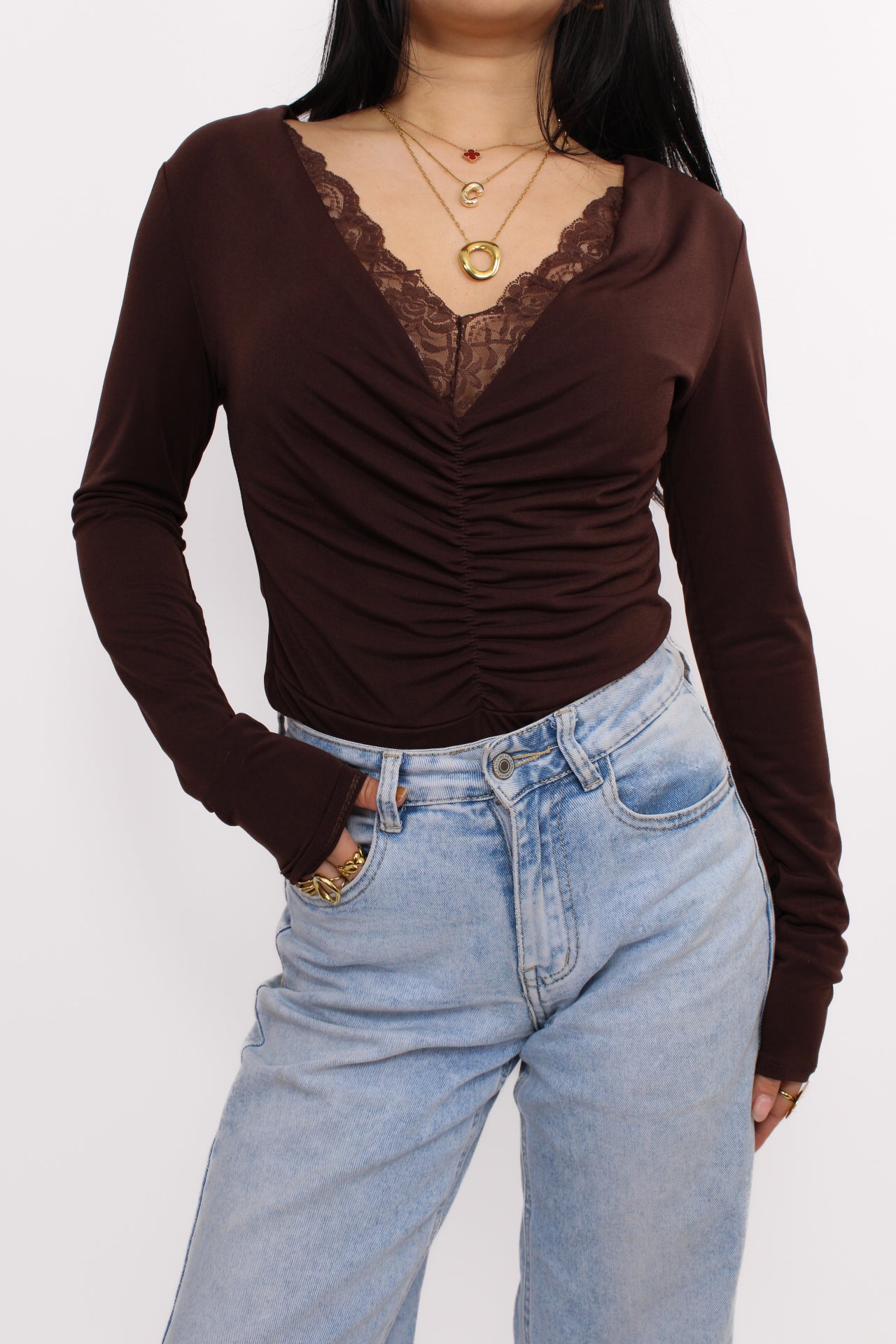 AVERY LACE BODY - BROWN