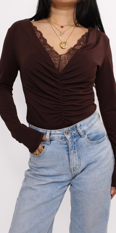 AVERY LACE BODY - BROWN
