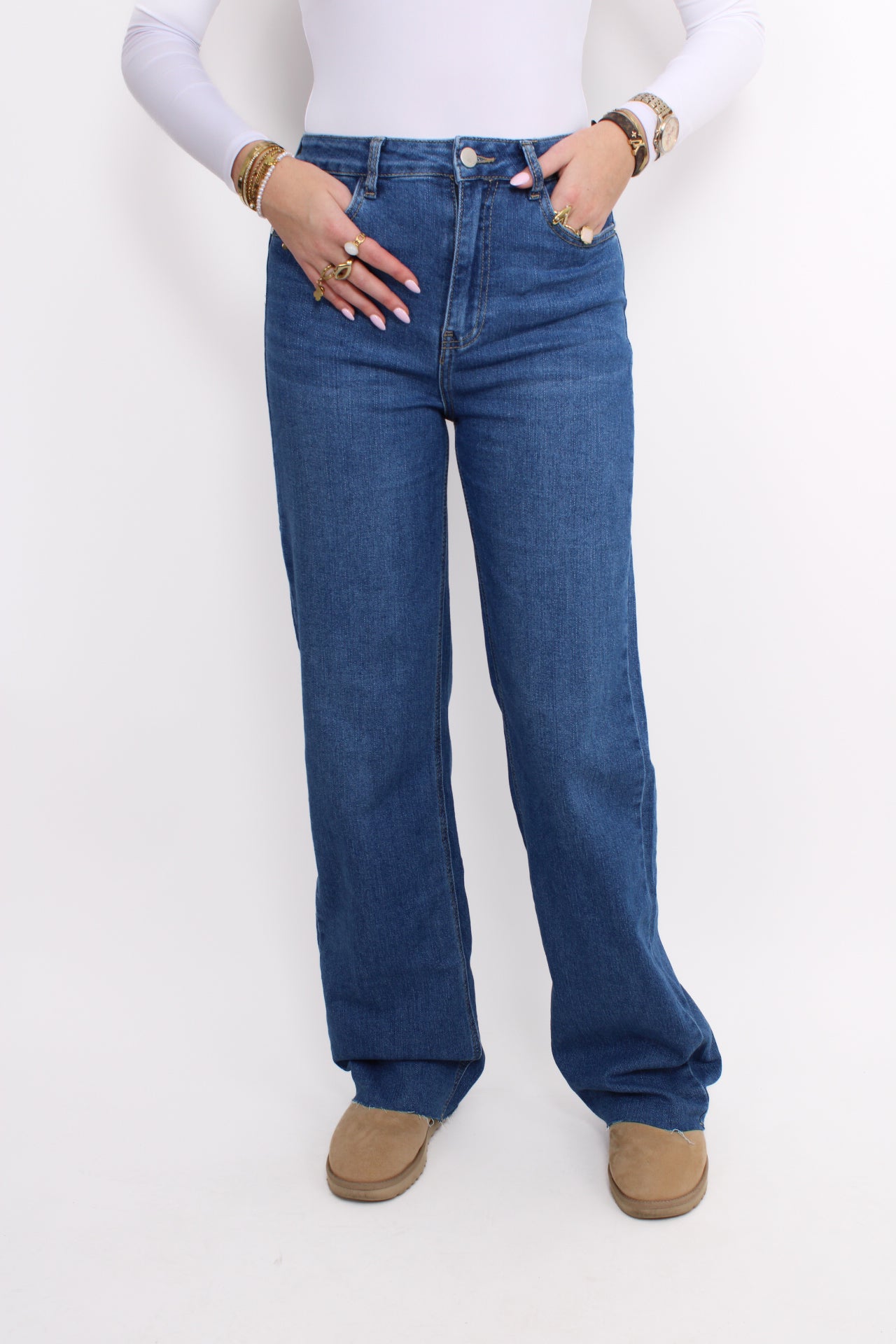''TALL'' WIDE LEG JEANS 3727-1- MID DENIM