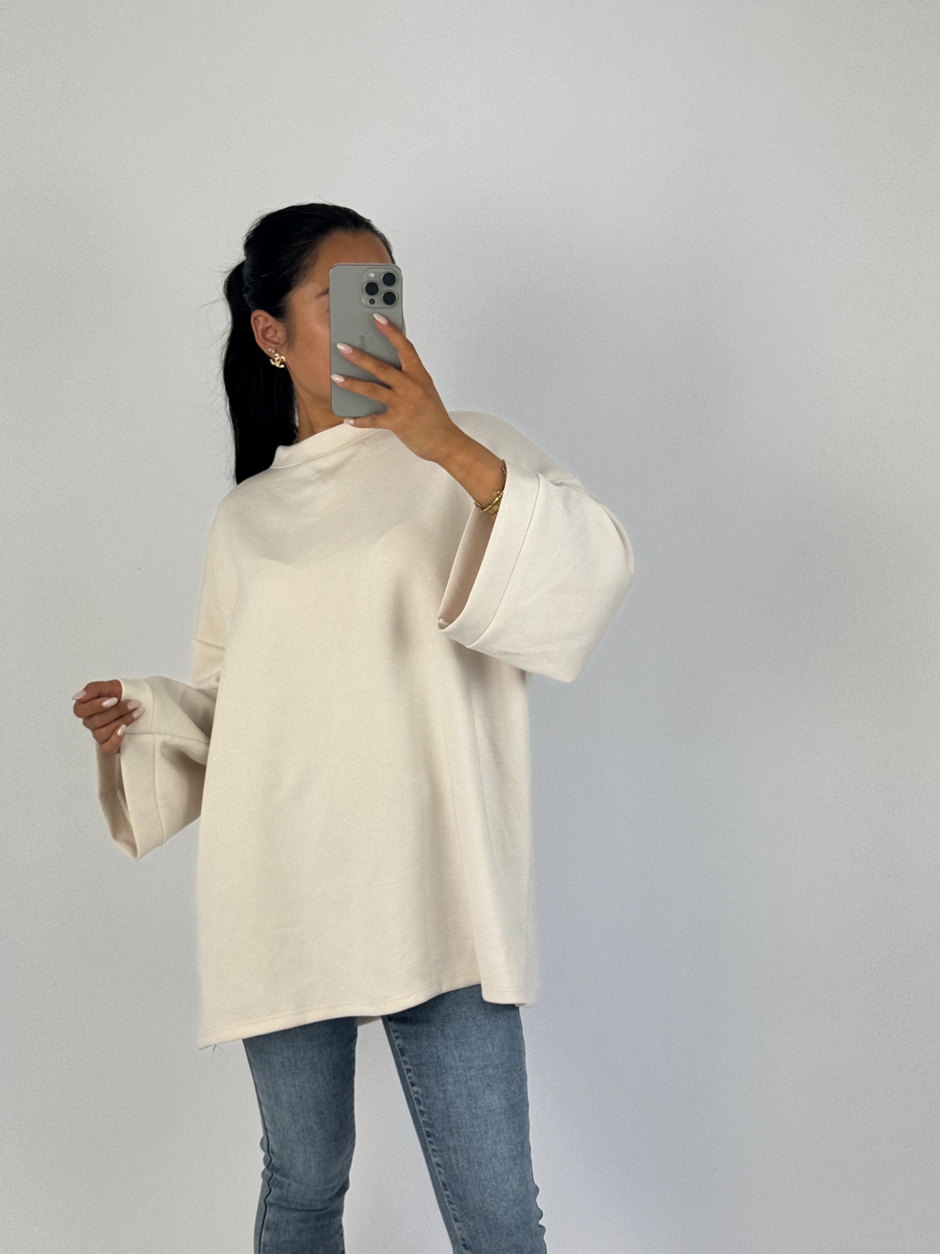BASIC OVERSIZED SWEATER - CREAM