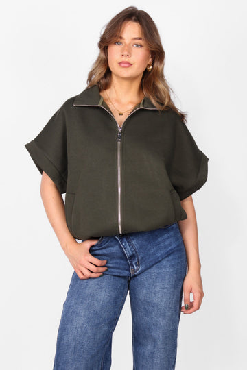 ZIPPER SLEEVELESS HOODIE