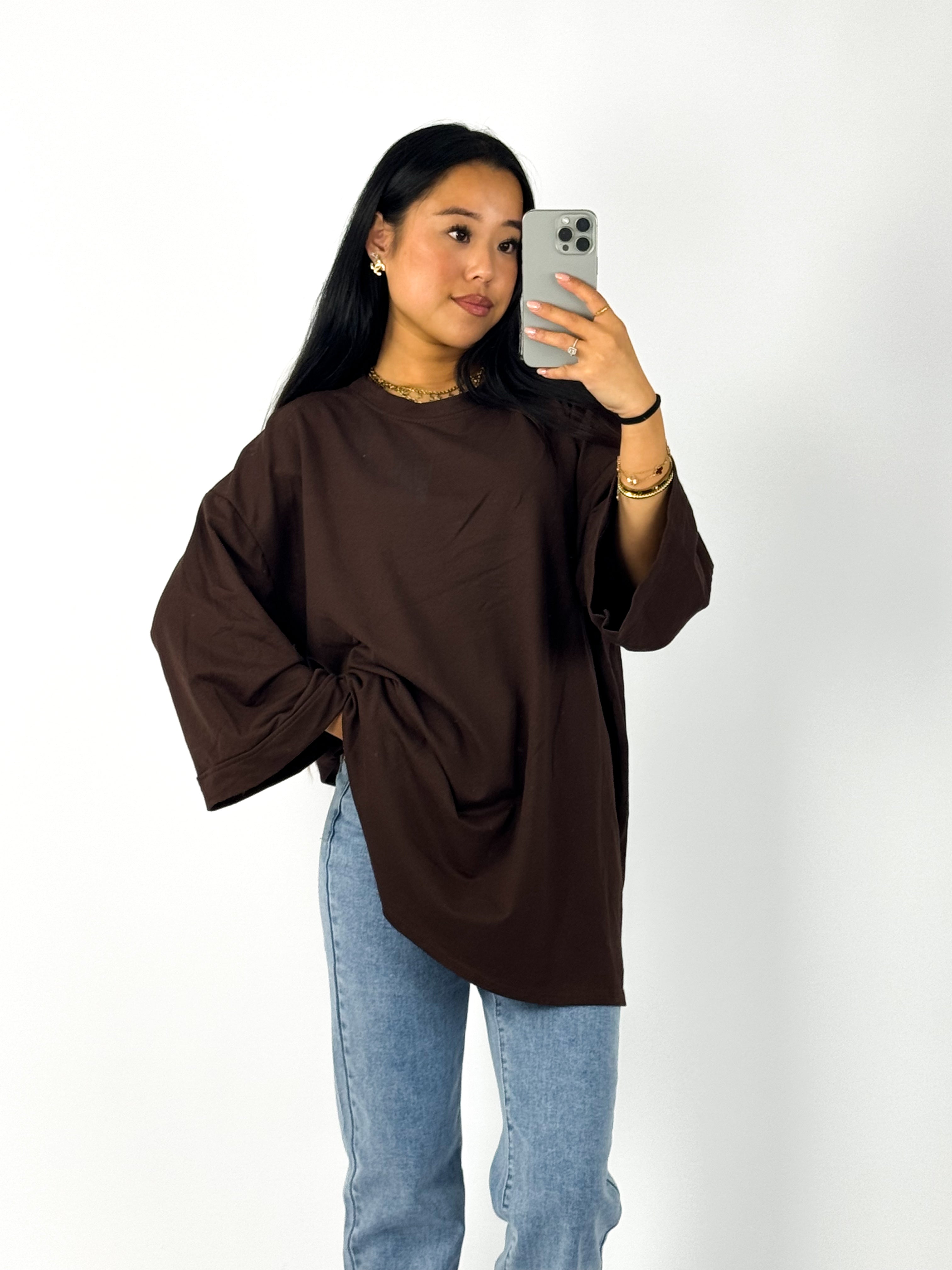 OVERSIZED BASIC T - BROWN