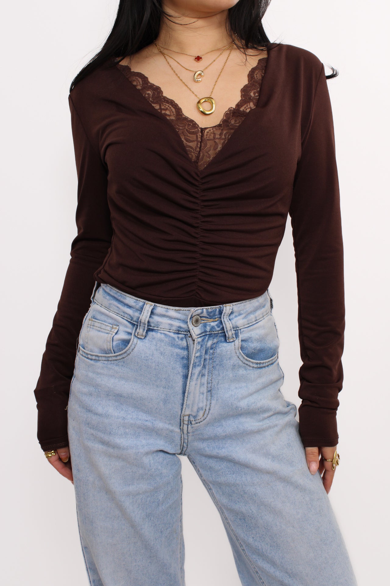 AVERY LACE BODY - BROWN