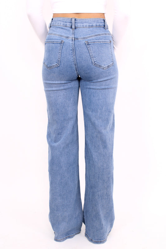 ''PLUSSIZE TALL'' WIDE LEG GOODIES JEANS - DENIM