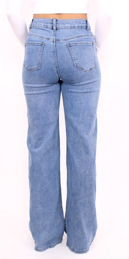 ''PLUSSIZE TALL'' WIDE LEG GOODIES JEANS - DENIM