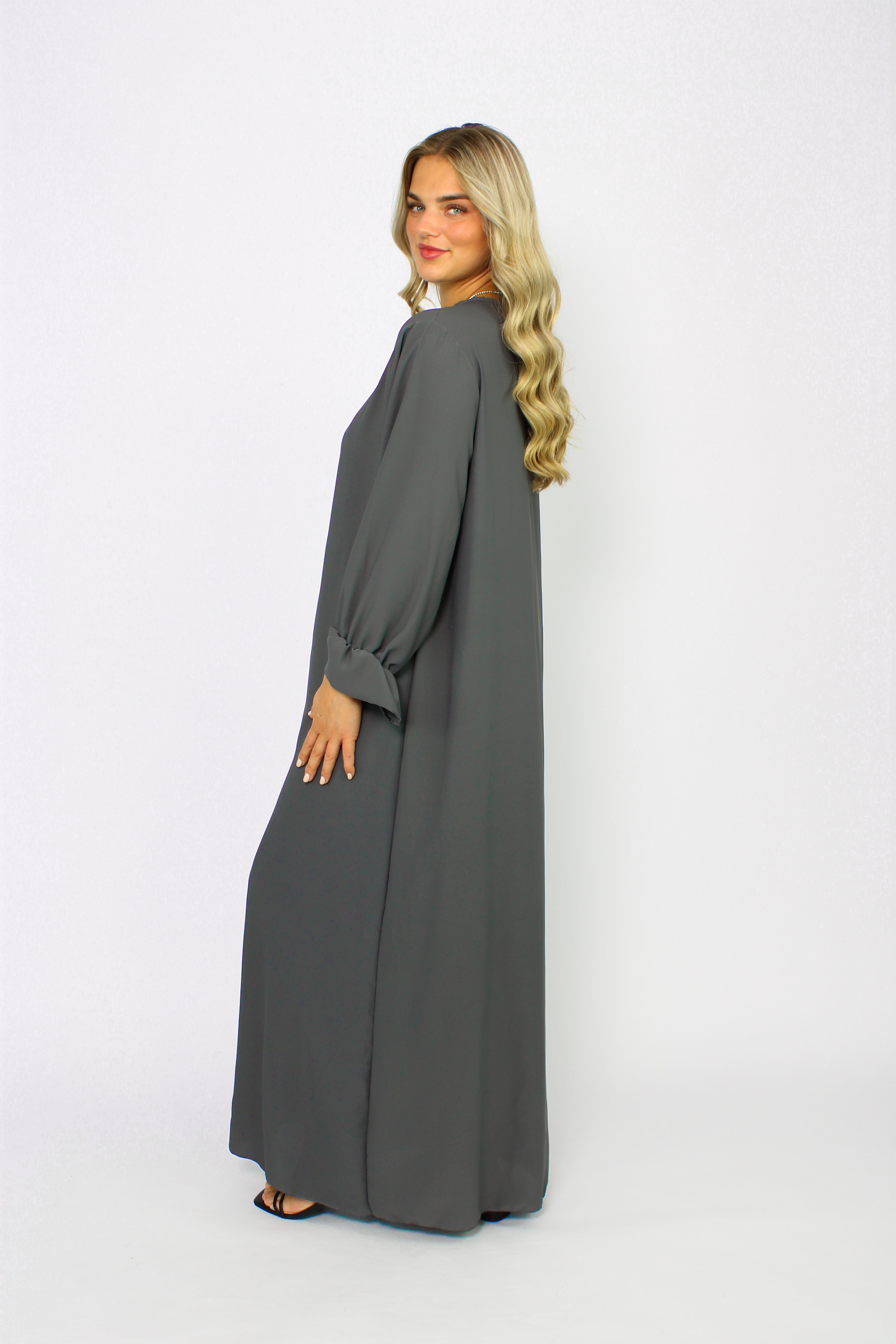 BEYZA SILKY DRESS - GREY
