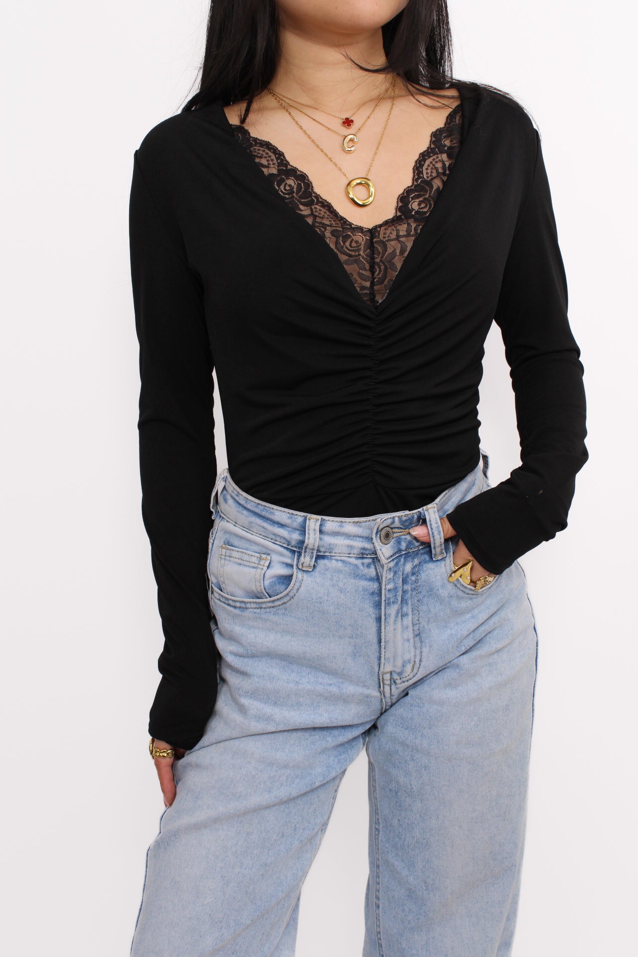 AVERY LACE BODY - BLACK